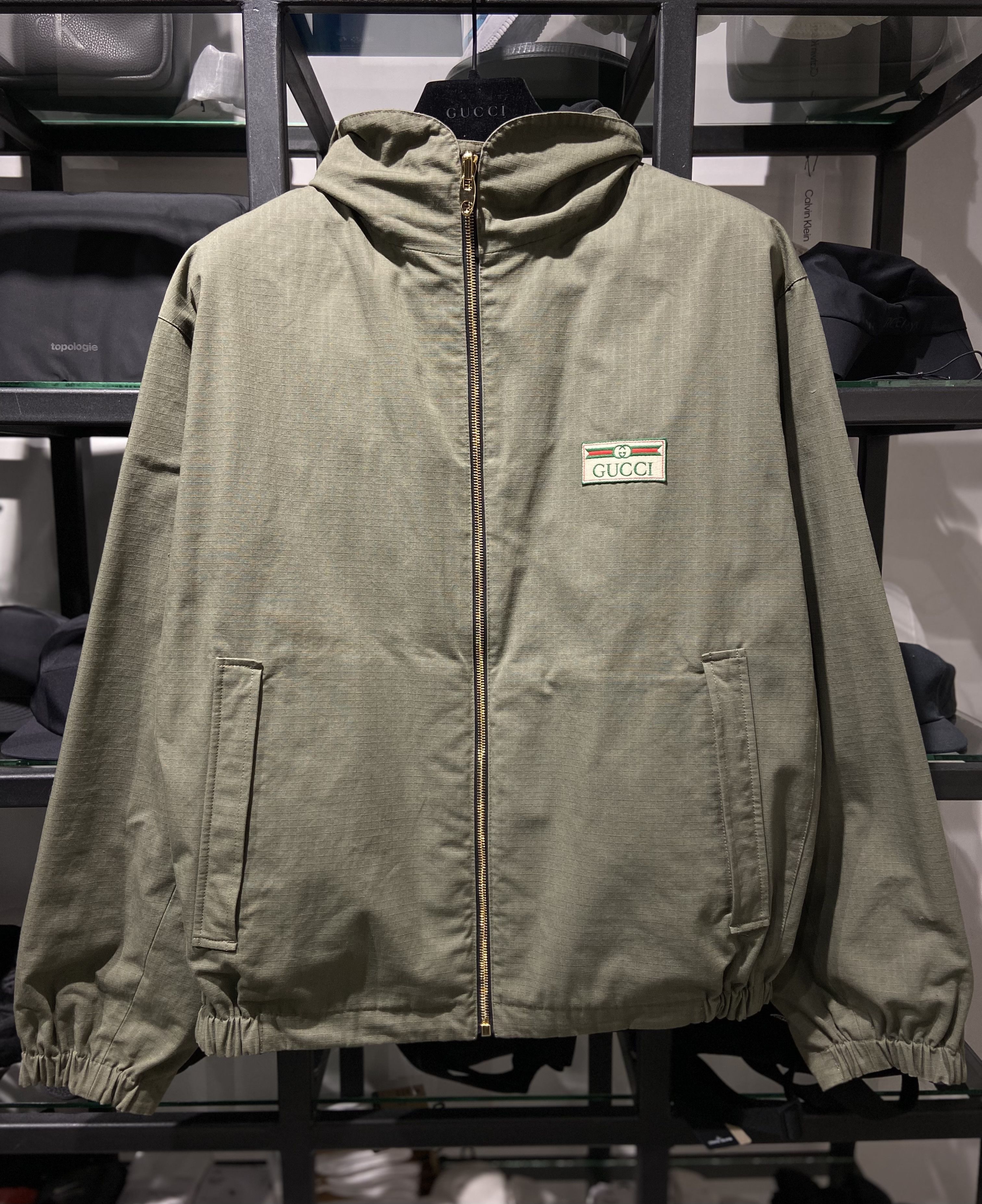 Gucci Gucci Reversible Web Stripe Hooded Jacket Olive/Black Size US M / EU 48-50 / 2 - 1 Thumbnail