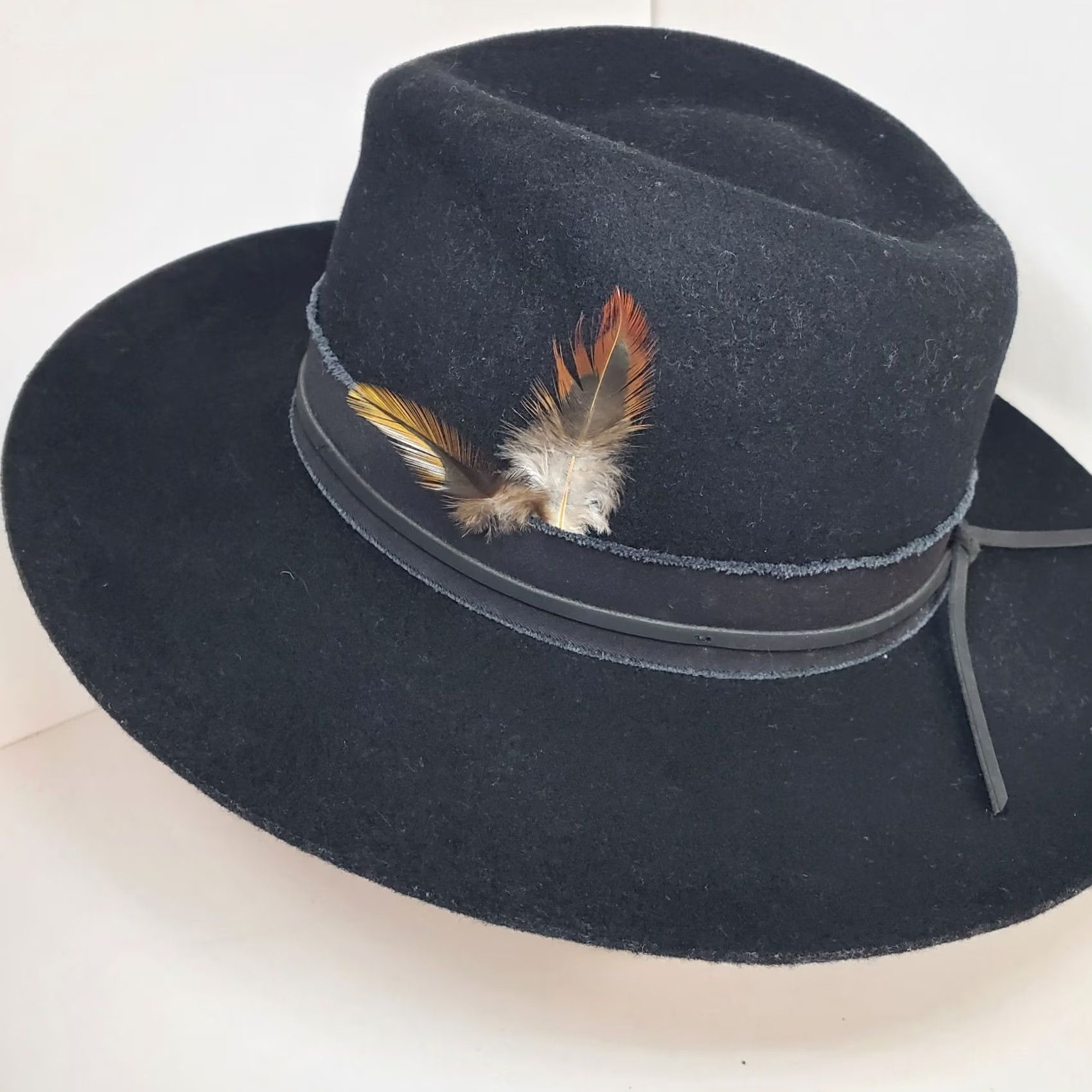 Vintage VINTAGE American Hat Makers Black Western Cowboy Hat Wool Felt Wide Brim M Adult Men Cap Rancher USA Rodeo Size ONE SIZE - 4 Thumbnail