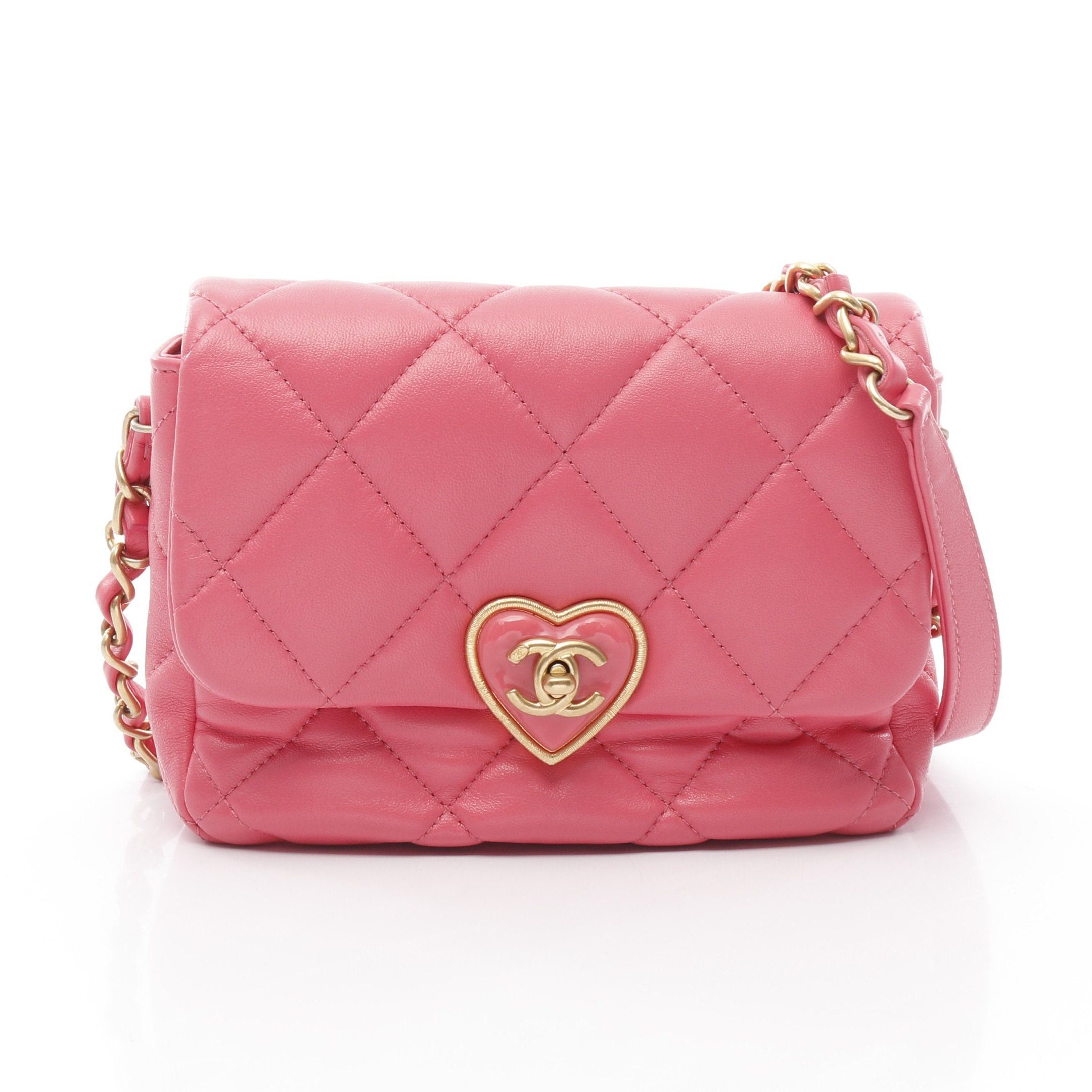 Chanel Chanel Matelasse Heart Lock Chain Shoulder Bag Lambskin Pink Gold Hardware Size ONE SIZE - 1 Thumbnail