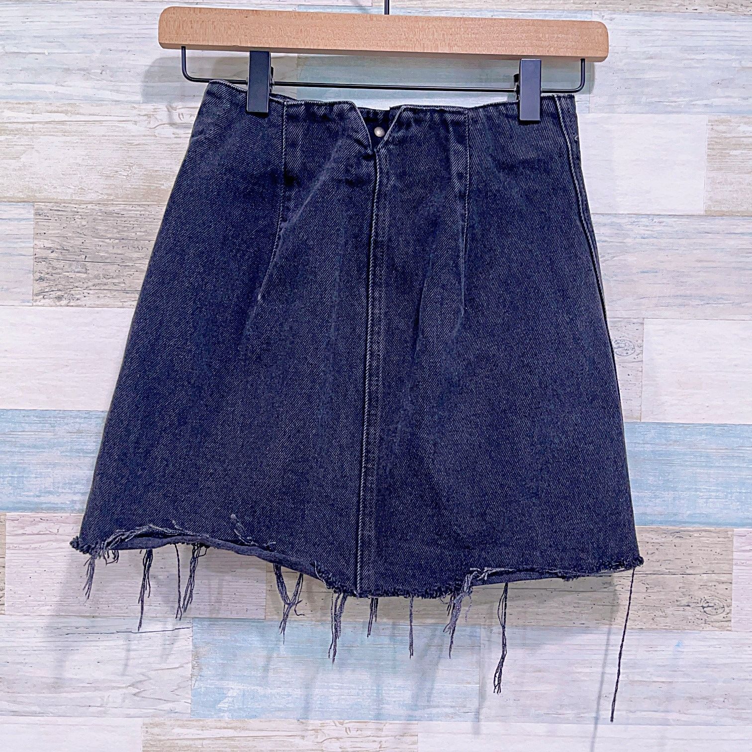 GRLFRND GRLFRND Twiggy Denim Mini Skirt Black Up All Night Button 24 Size 24" / US 00 / IT 34 - 3 Thumbnail