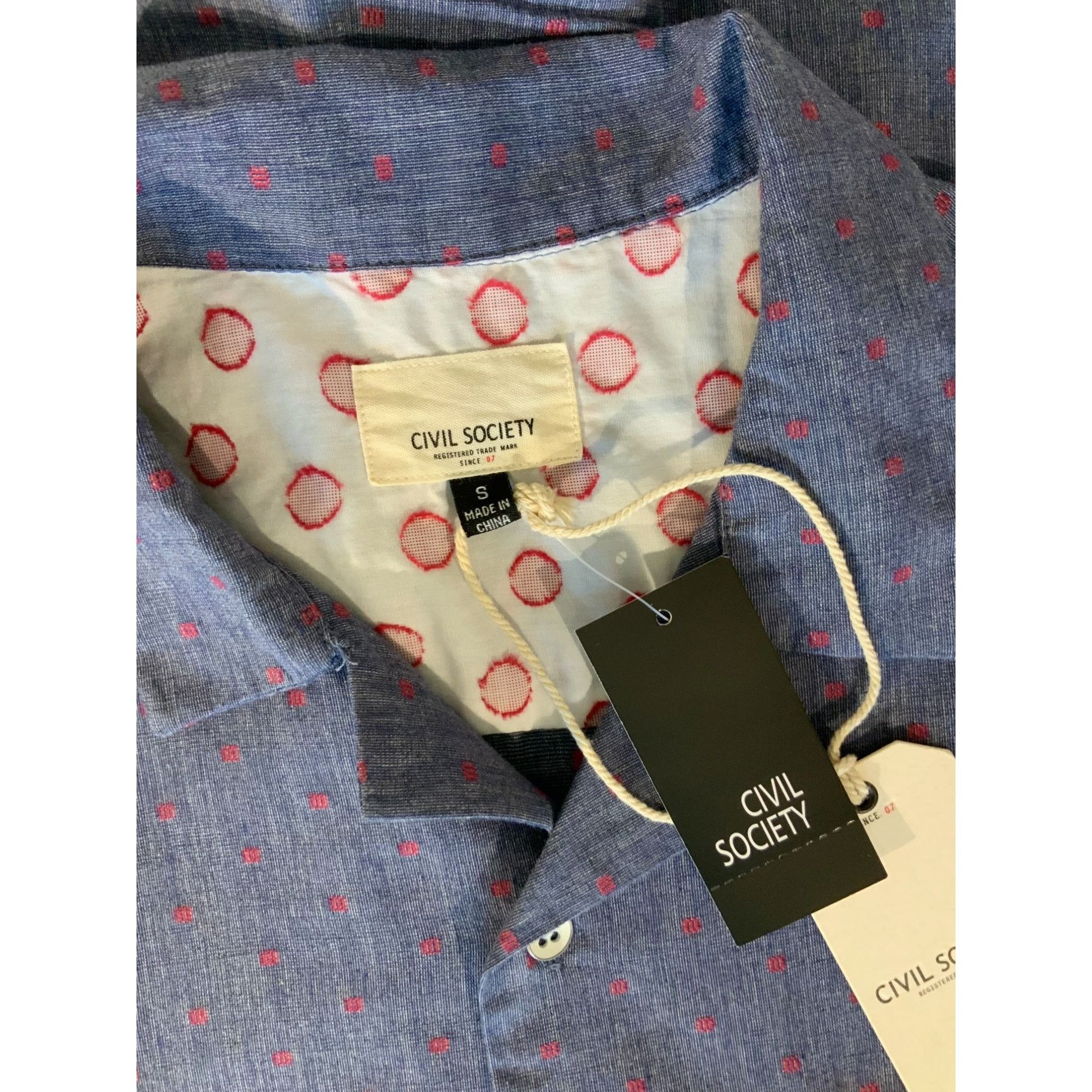Civil Society Civil Society Mens Short Sleeve Button Shirt Small Blue NEW Size US S / EU 44-46 / 1 - 3 Thumbnail