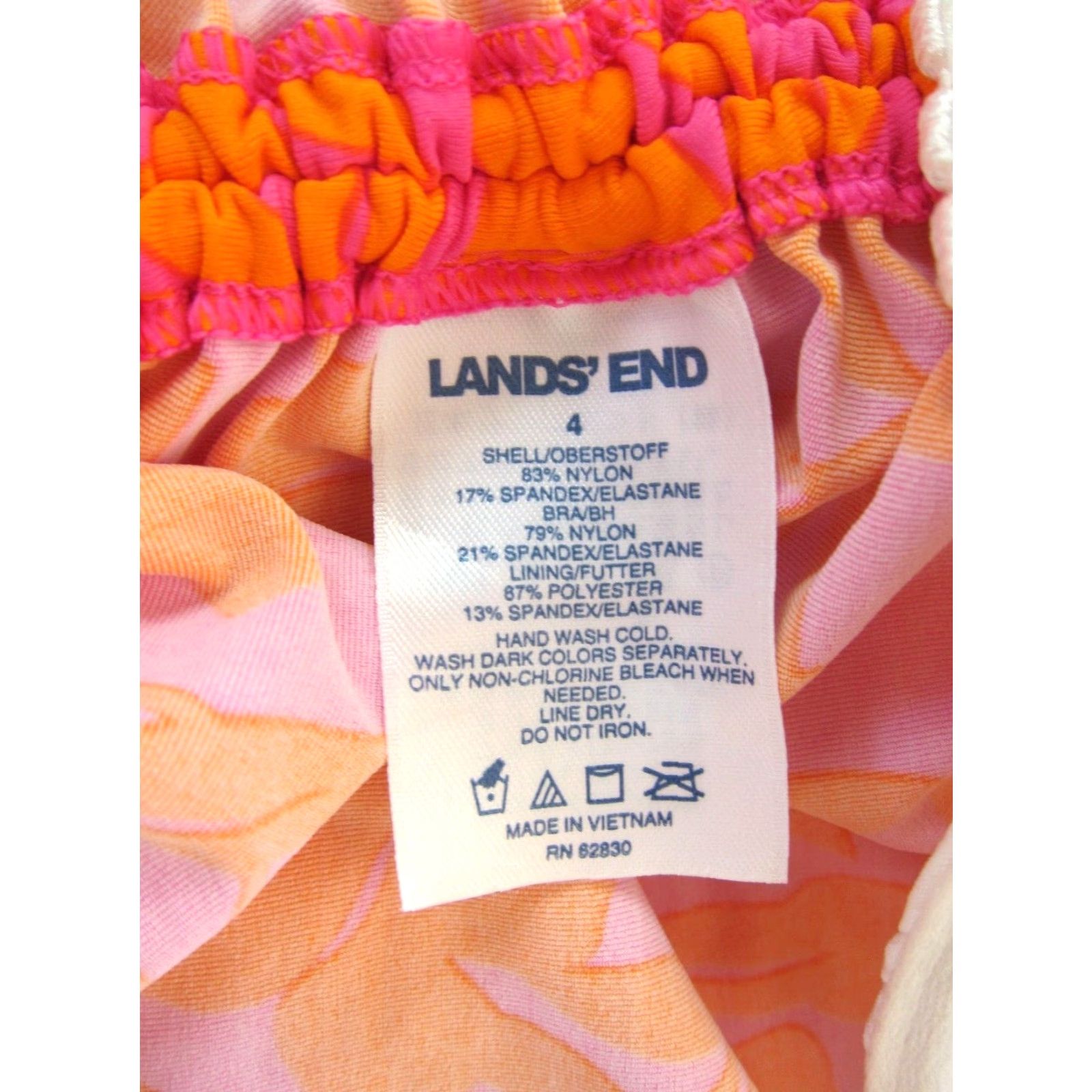 Lands' End Lands End Orange Pink Floral Built In Bra Tankini Swim Top Women Size 4 Size S / US 4 / IT 40 - 3 Thumbnail