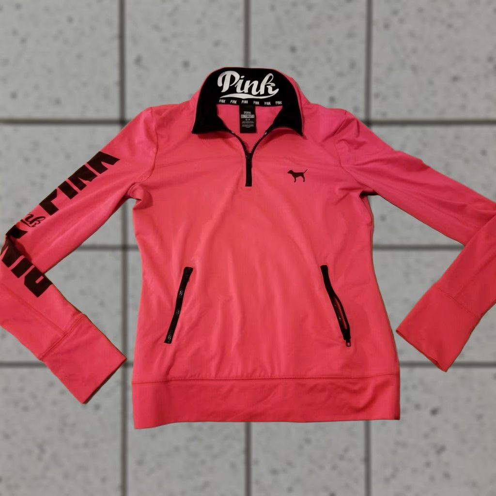 Pinko PINK Shirt Womens Victoria Secret PINK Half Zip Long Sleeve Athletic Small S Pink Zip Shirt Womens Size S / US 4 / IT 40 - 1 Thumbnail