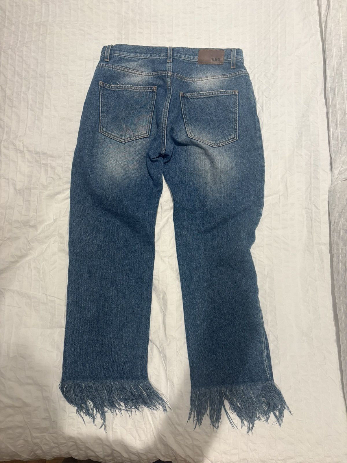 MSGM MSGM Frayed Hem Cropped Wide-Leg Jeans; Size 40; Medium Wash Size 27" / US 4 / IT 40 - 2 Thumbnail