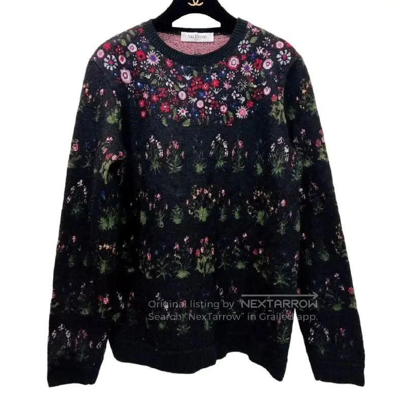 Valentino Valentino Floral Black Wool Blend Long Sleeve Sweater . Size M / US 6-8 / IT 42-44 - 1 Thumbnail