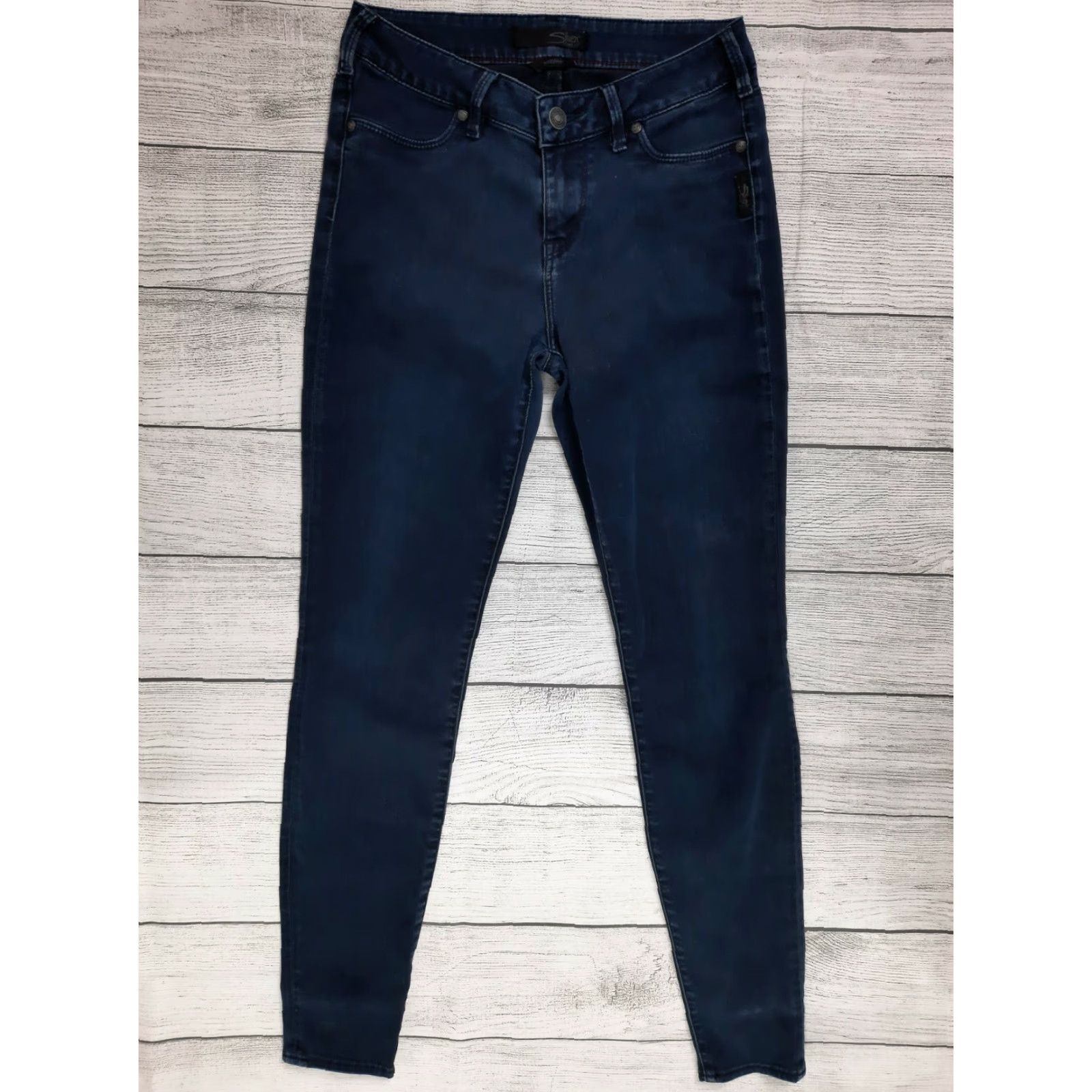 Silver Jeans Co. VINTAGE? No. Silver Jeans Ashlee Dark Rinse Med Rise 26x29 Skinny Jeans Womens Denim Blue Comfort Size 26" / US 2 / IT 38 - 5 Thumbnail