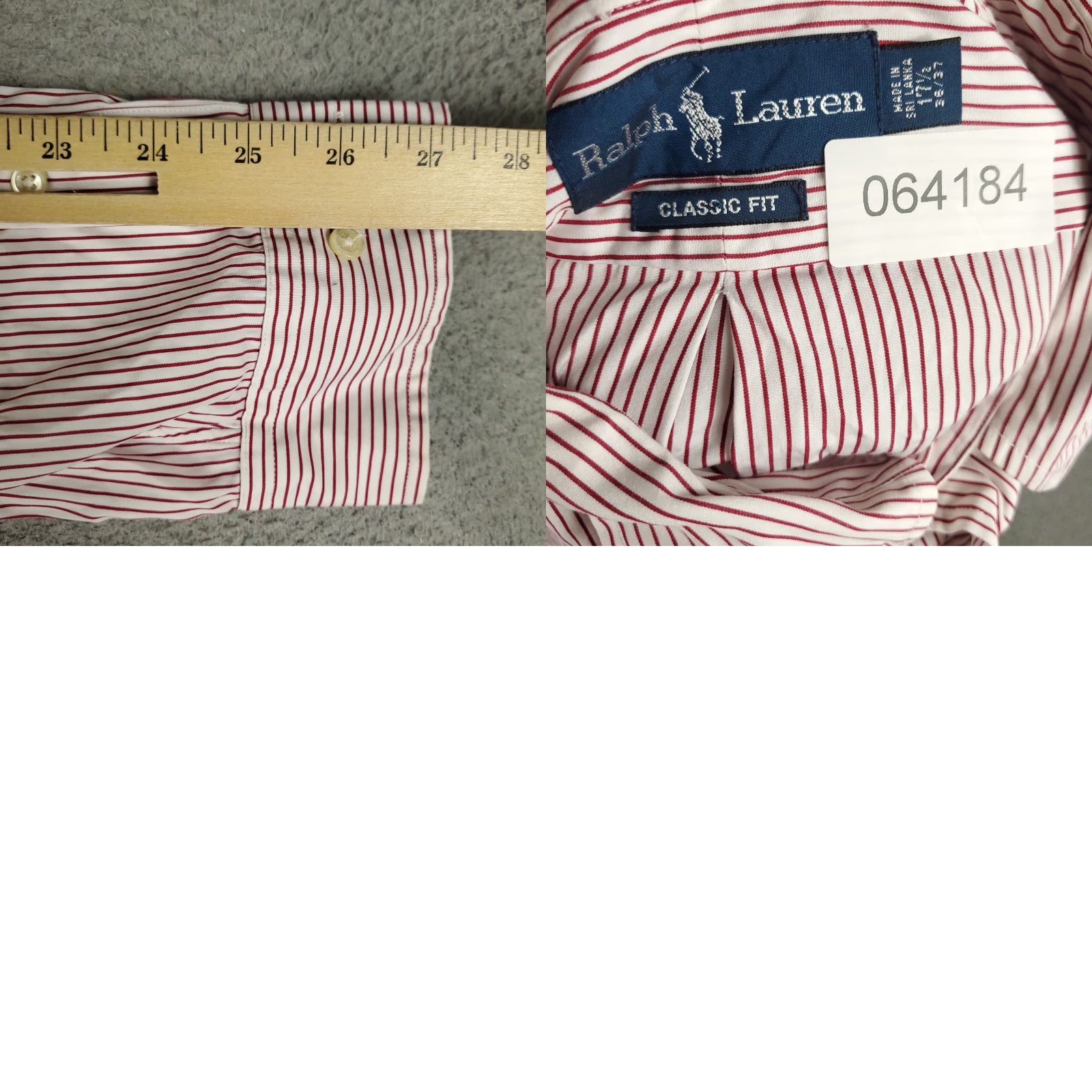 Ralph Lauren Ralph Lauren Dress Shirt Mens 17.5 Red Striped Button-Down Long Sleeve Cuff Regular Fit 100% Cotton Classic/Preppy Style Mens Men’s Shirt Size 46R - 8 Thumbnail