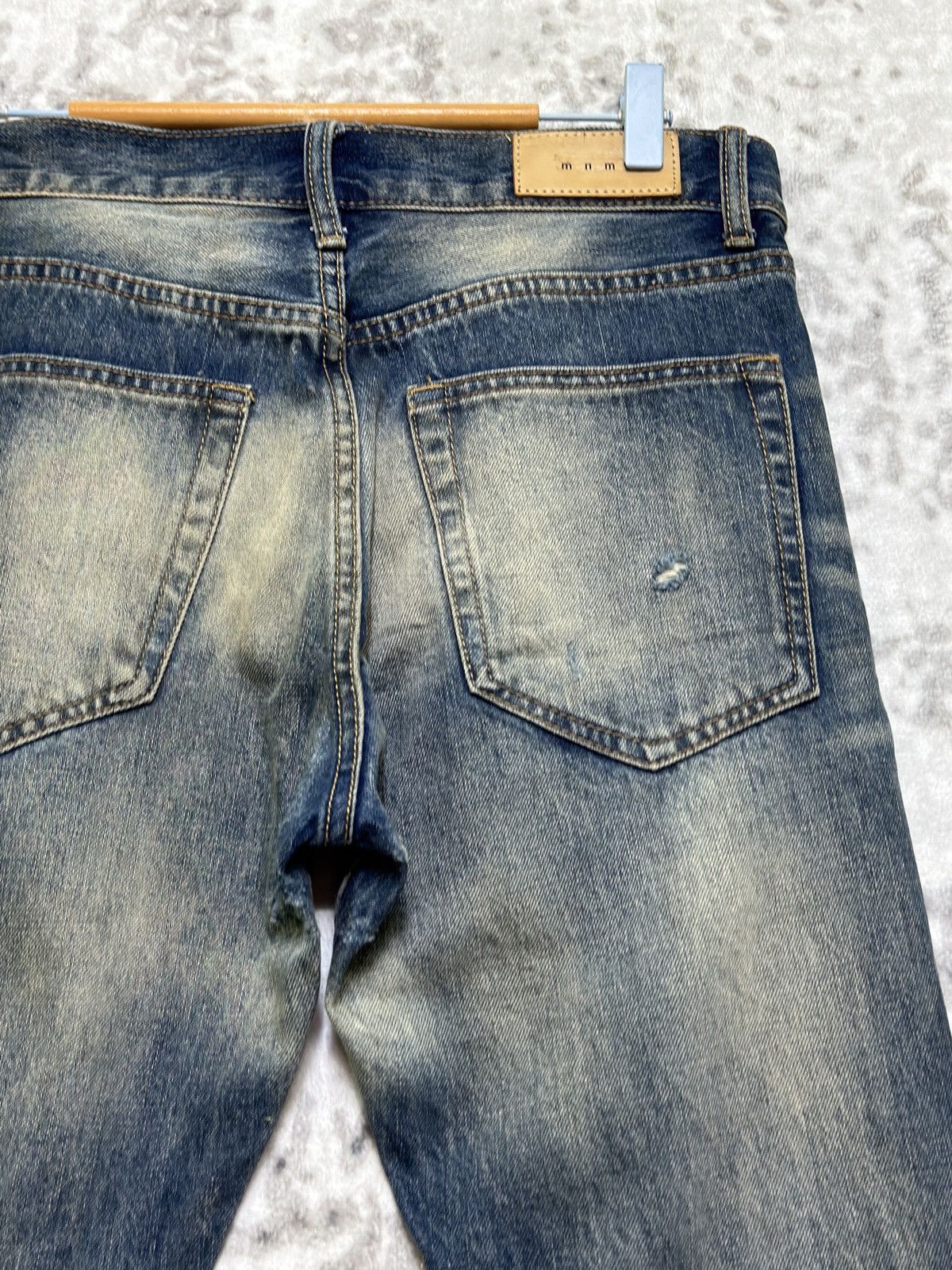 MNML Y2K MNML Blue Yarn Heavy Distressed Denim Jeans Size US 31 - 13 Thumbnail