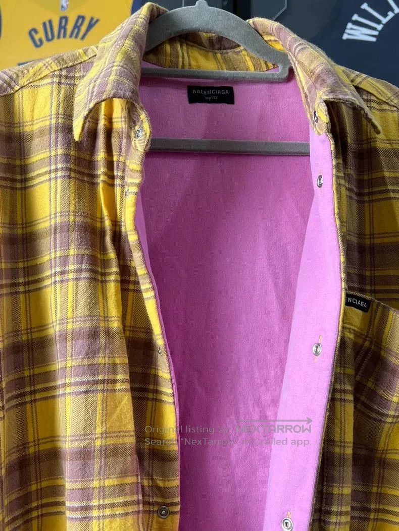 Balenciaga Balenciaga 23SS Yellow Pink Plaid Shirt Jacket. Size US XS / EU 42 / 0 - 5 Thumbnail
