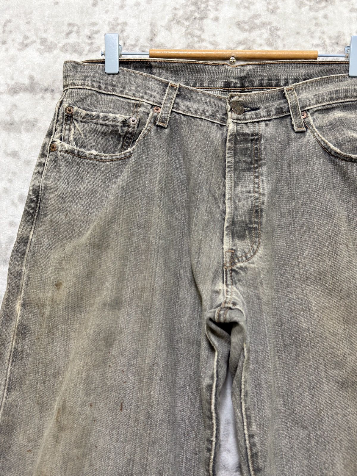 Levi's Vintage Levi's 501 Distressed Thrashed Mud Wash Denim Jeans Size US 32 / EU 48 - 4 Thumbnail