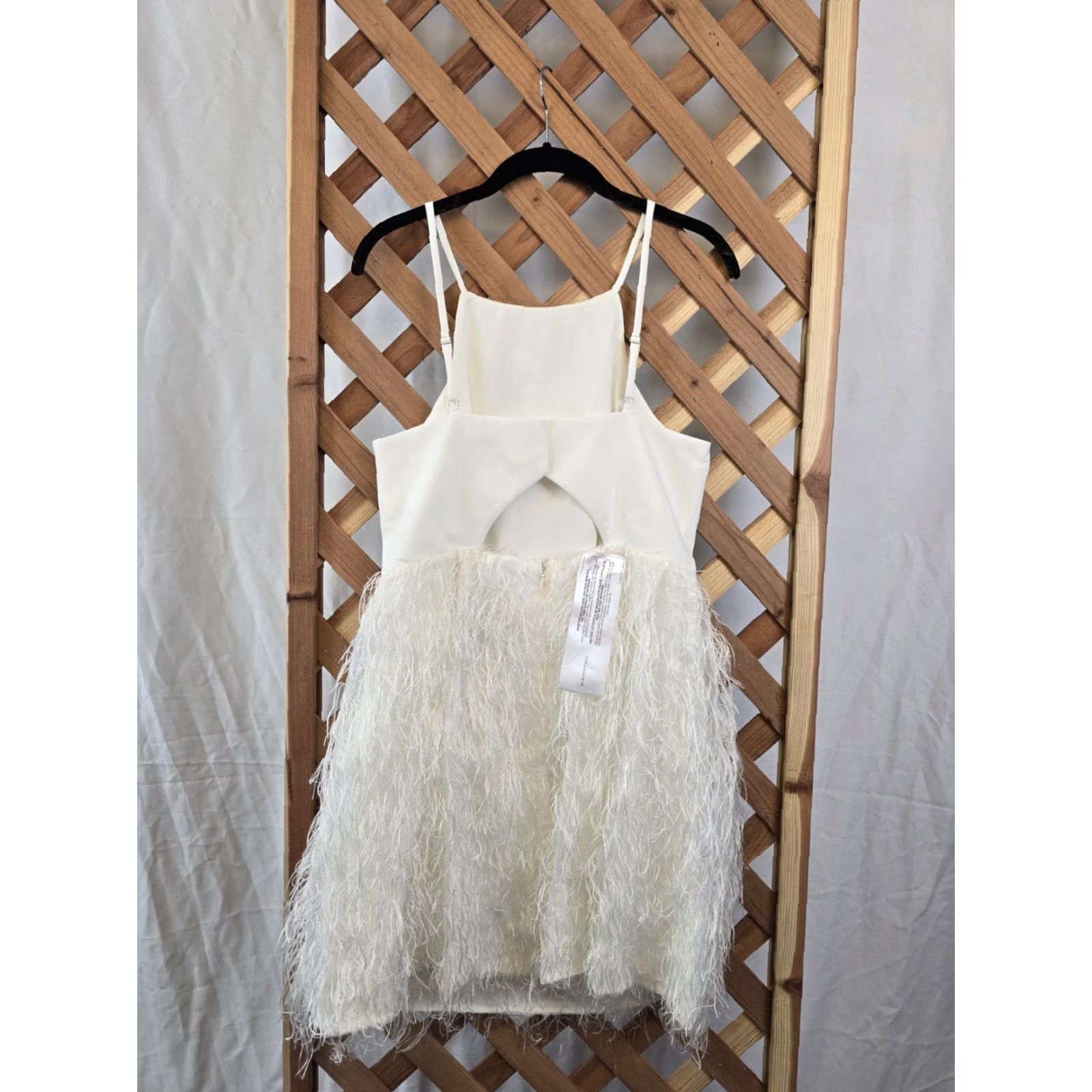 Bcbgmaxazria NWT BCBGMAXAZRIA White Dress W/Feather-Trimmed Mini Skirt - Pure White - Size 10 Dress Size 32" / US 10 / IT 46 - 4 Thumbnail
