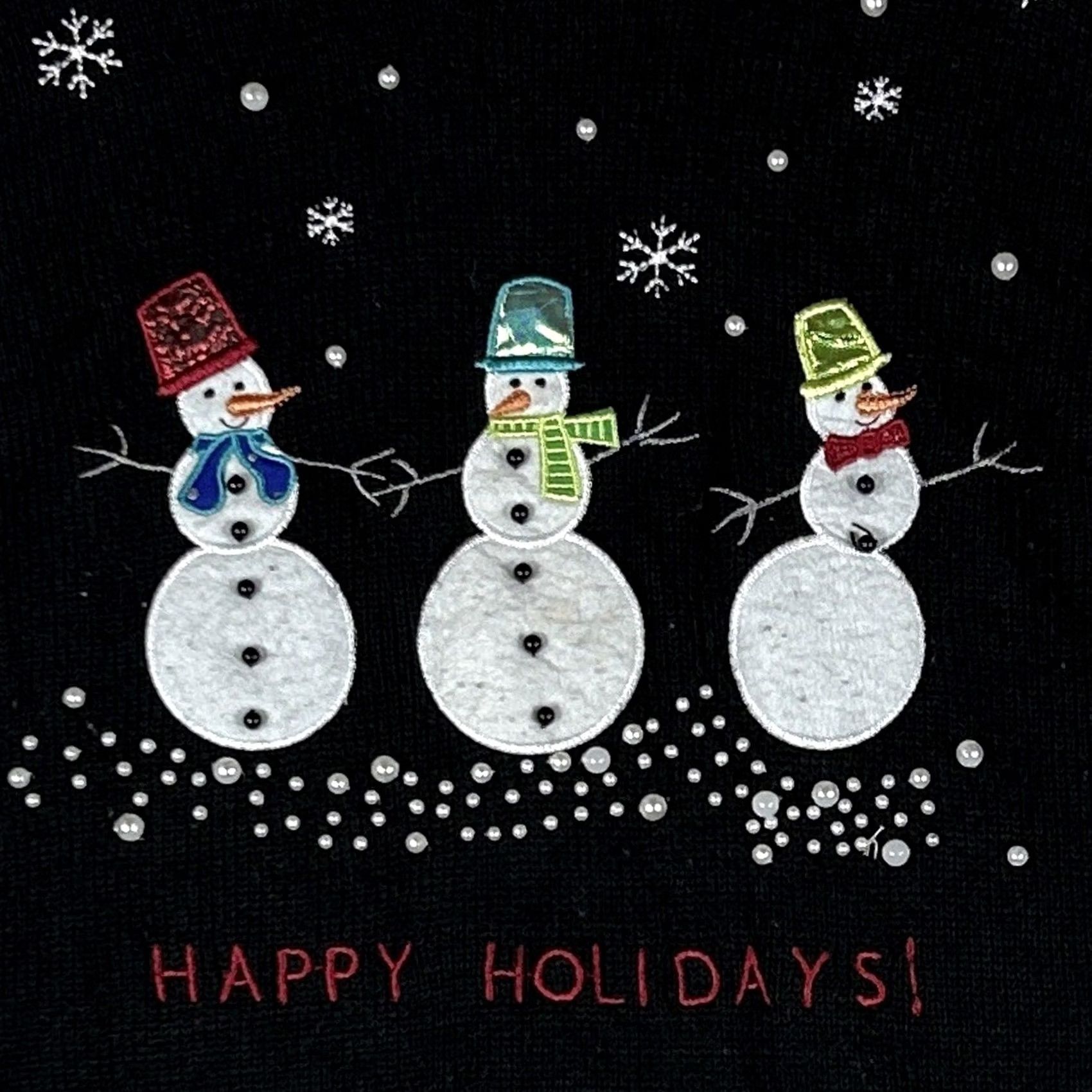 Vintage Happy Holidays Ugly Christmas Sweater Women's XL Black Pullover Sweatshirt Size XL / US 12-14 / IT 48-50 - 2 Thumbnail