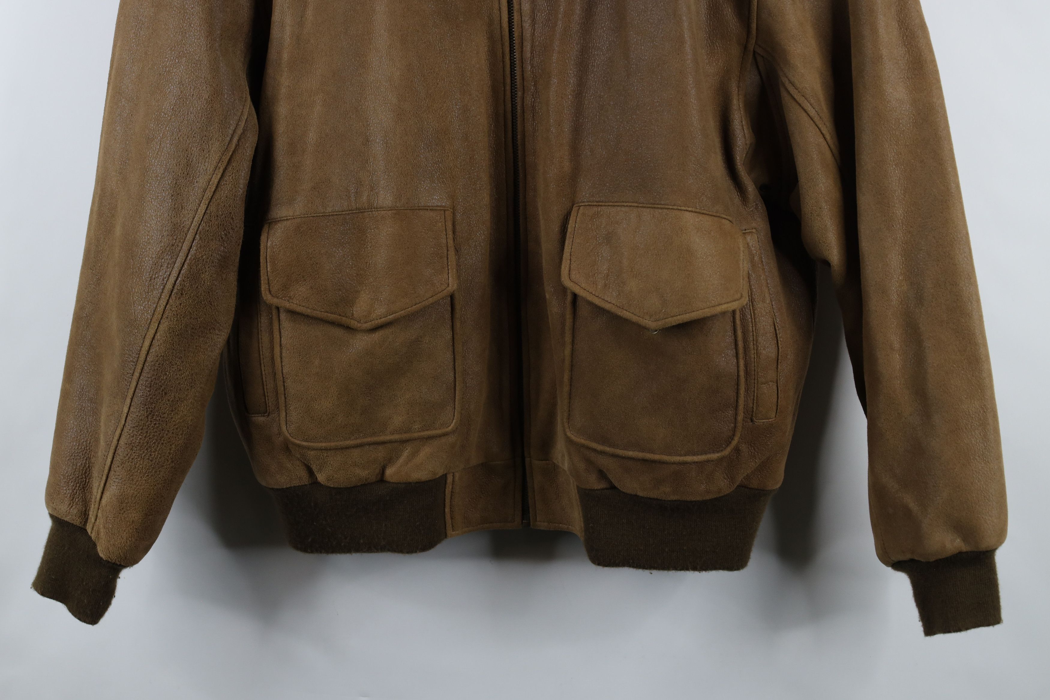 Vintage Vintage 90s Streetwear Heavy Suede Leather Bomber Jacket Size US L / EU 52-54 / 3 - 3 Thumbnail