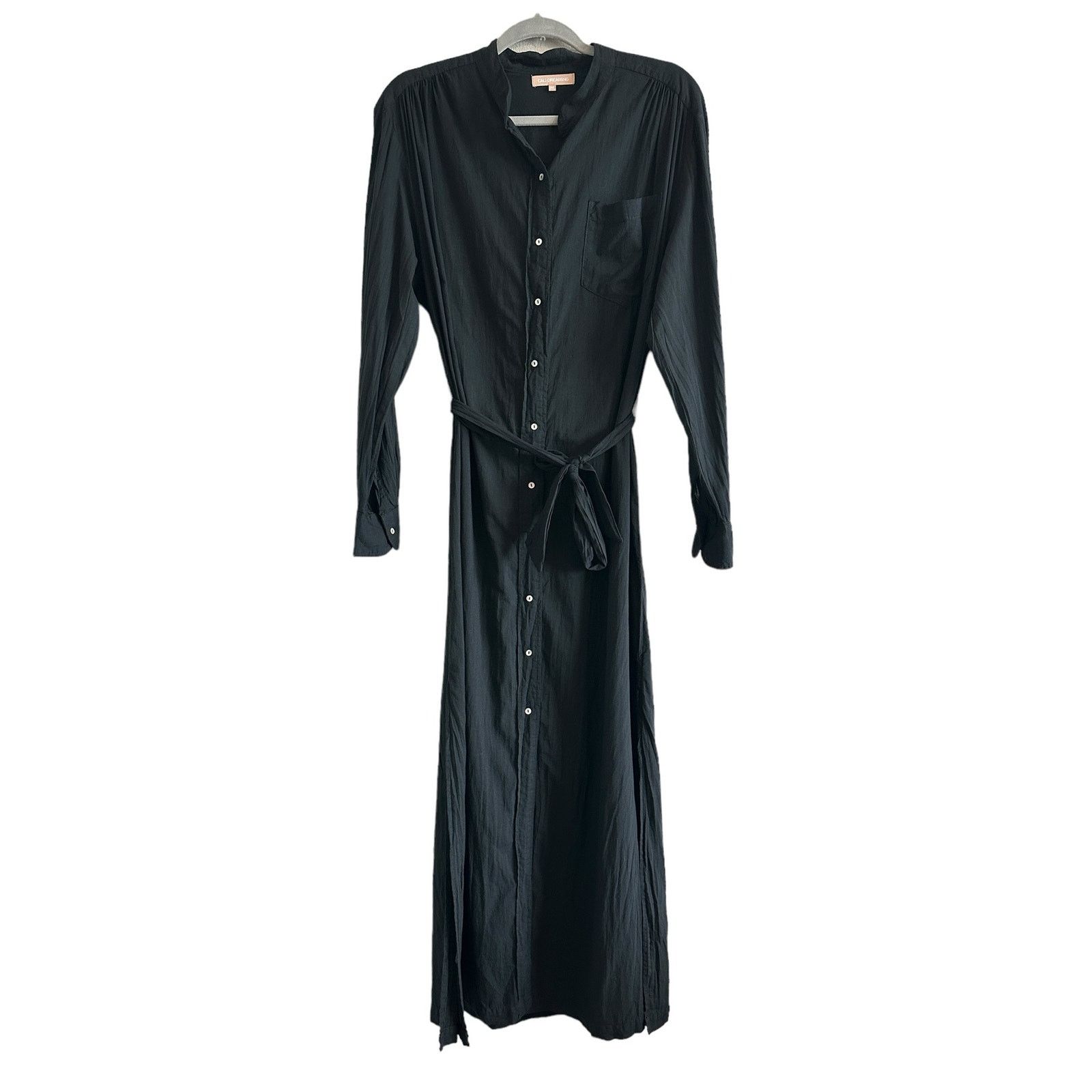 Other Cali Dreaming Medium Black Long Sleeve Button Up Shirt Dress Size M / US 6-8 / IT 42-44 - 2 Thumbnail