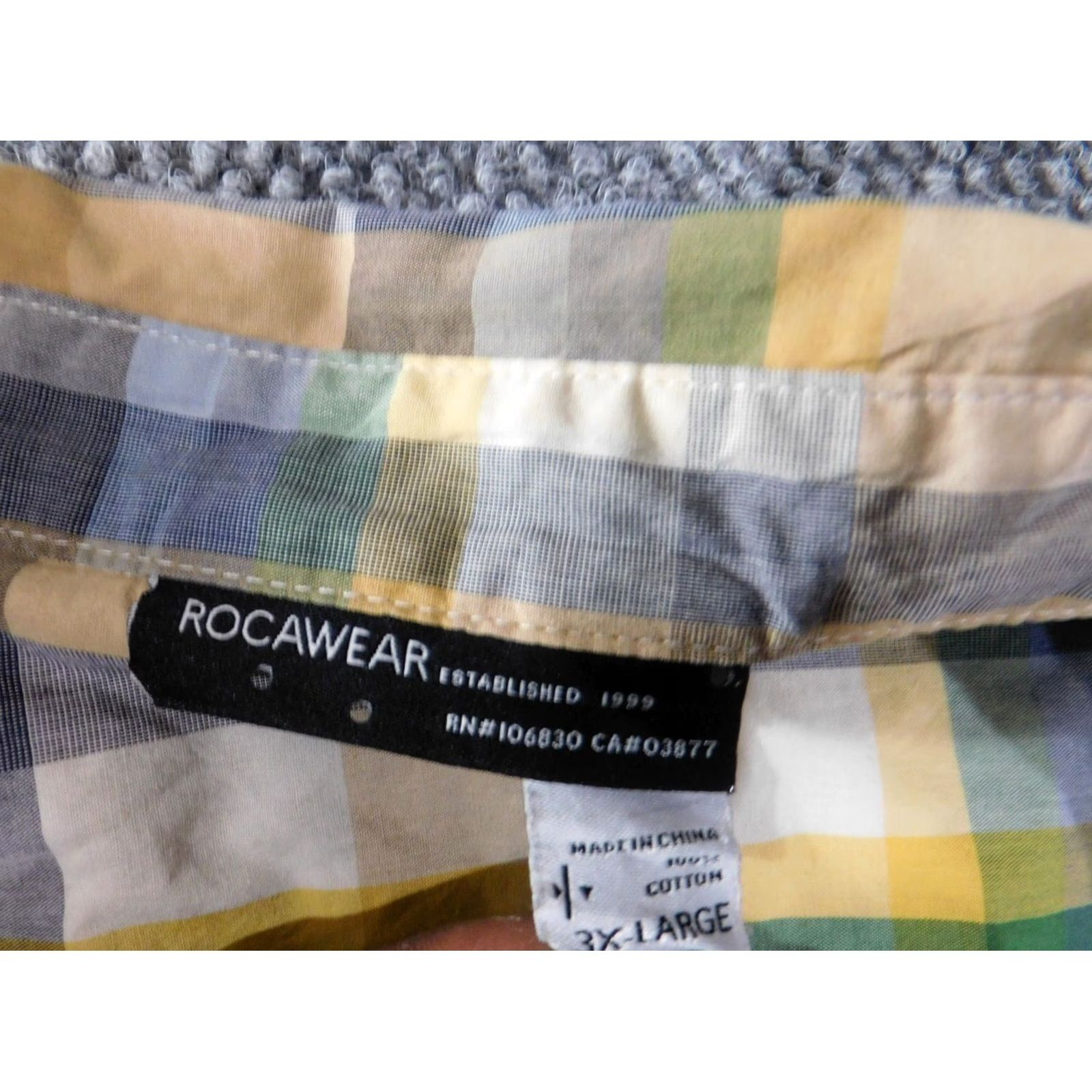 Rocawear Rocawear Shirt 3XL Mens Yellow Plaid Embroidered Button-Up Short Sleeve Retro Vintage Shirt Size US XXL / EU 58 / 5 - 7 Thumbnail