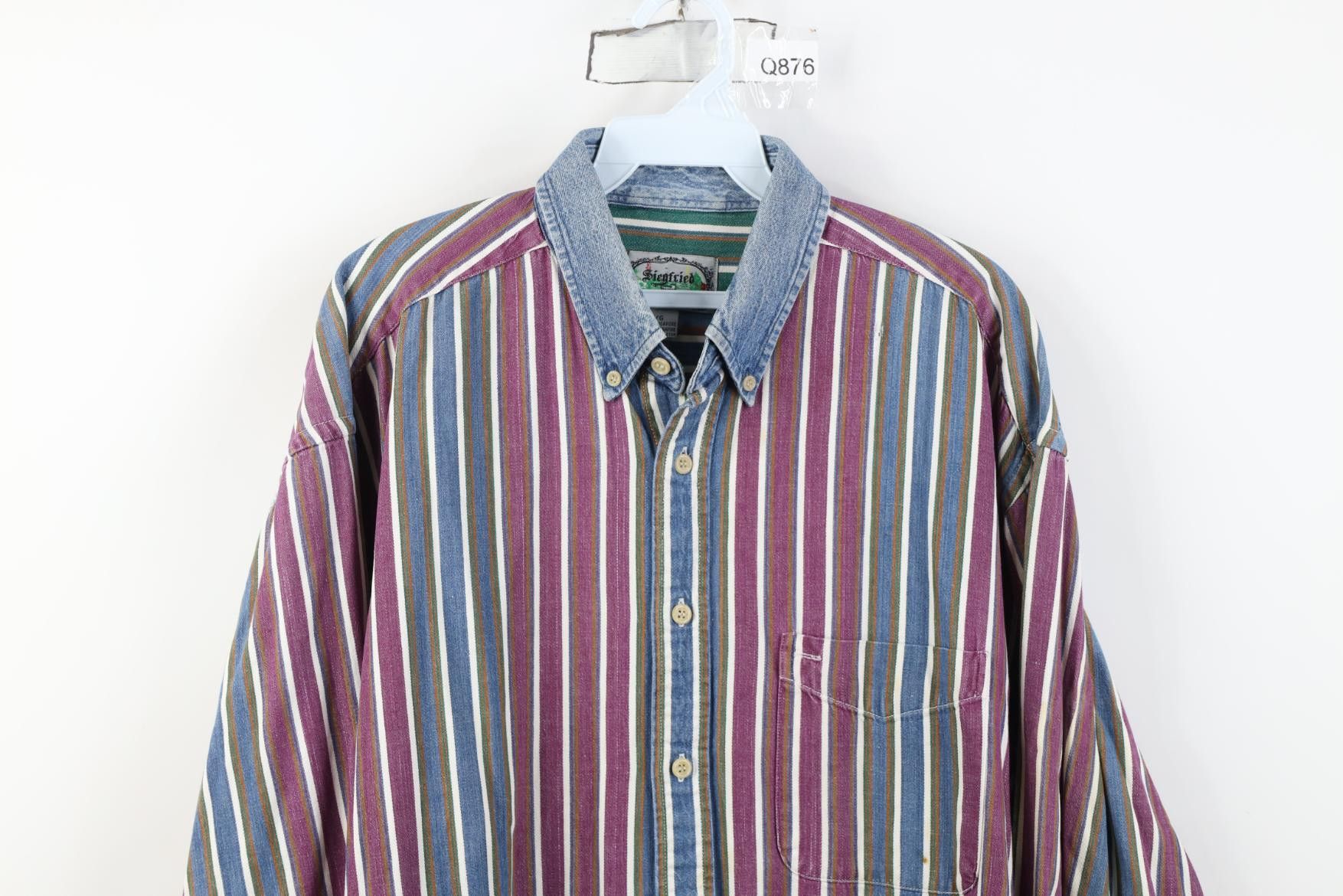 Vintage Vintage 90s Streetwear Striped Collared Button Down Shirt Size US L / EU 52-54 / 3 - 2 Thumbnail
