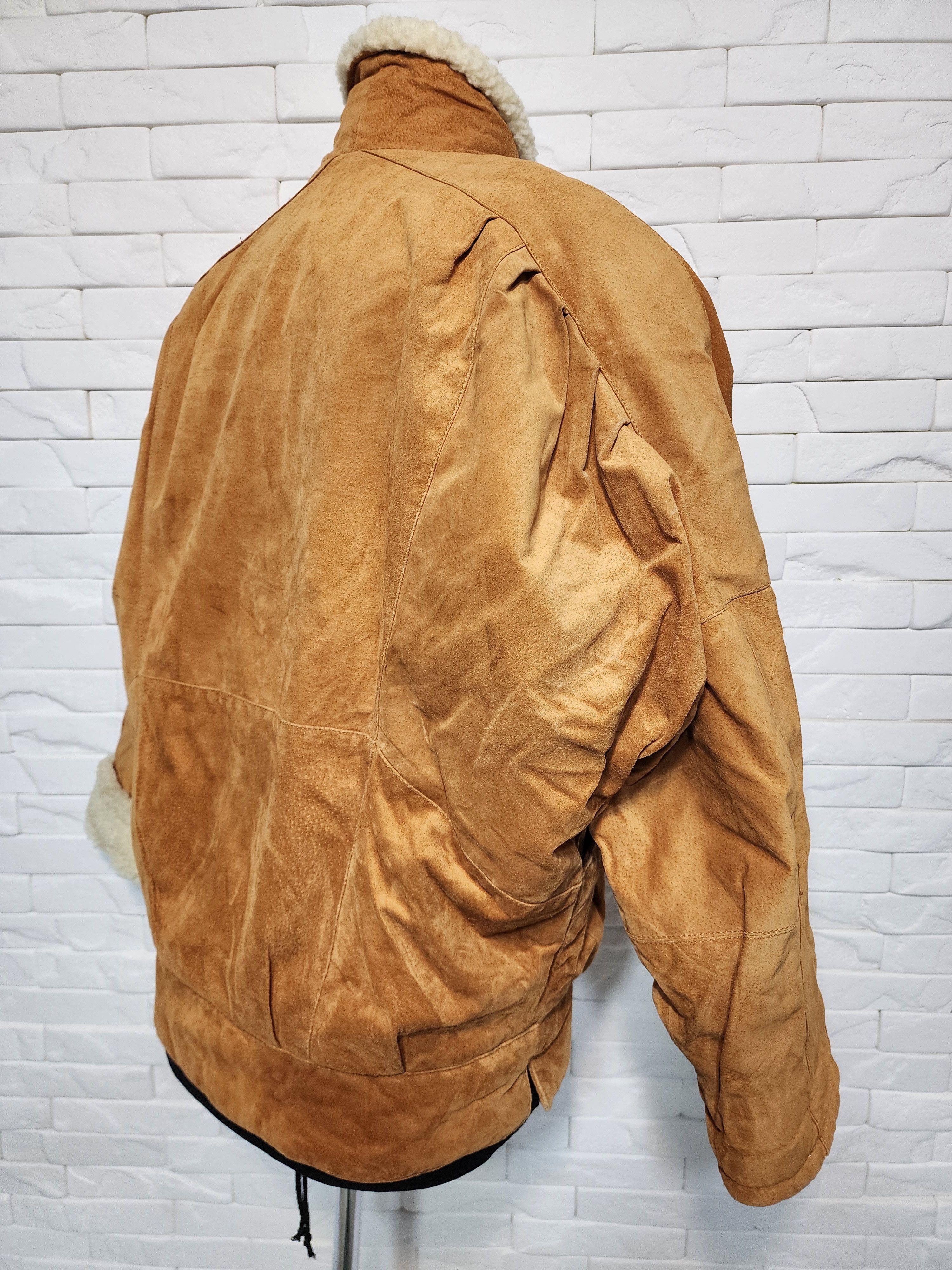 Genuine Leather Brown Women's Fur Jacket: Women's Vintage Button Coat Size M / US 6-8 / IT 42-44 - 6 Thumbnail