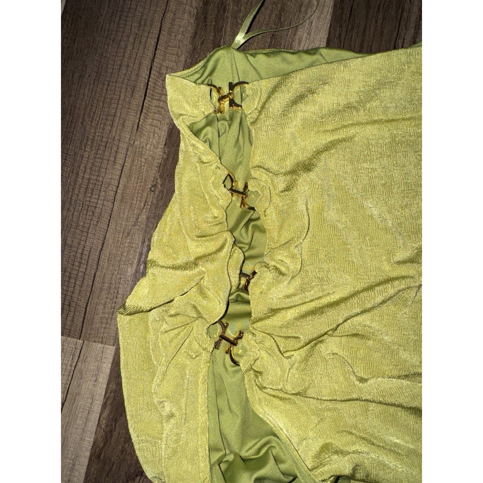 Fashion Nova VINTAGE Fashion Nova Long Skirt Women L Green Wrap BNWT Size 36" / US 14 / IT 50 - 2 Thumbnail