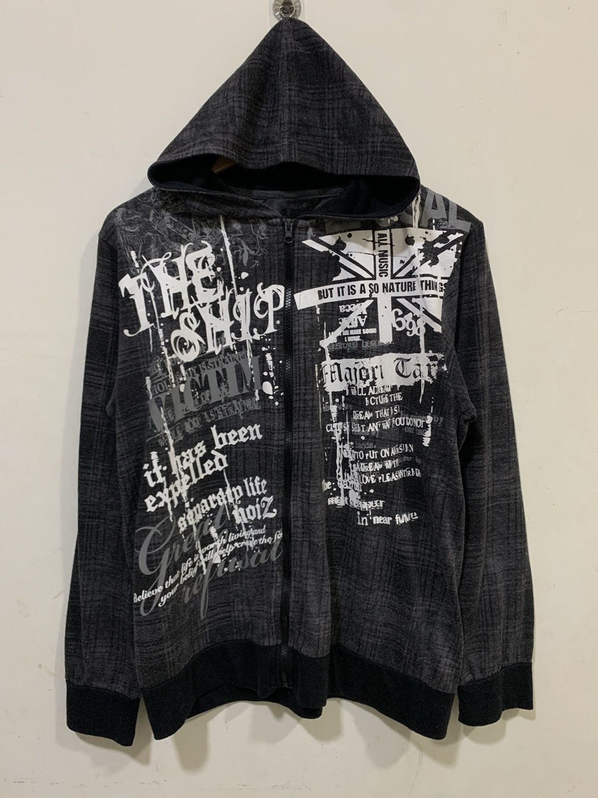 Japanese Brand × Streetwear Y2k Iron Fist skeleton graphics zip up