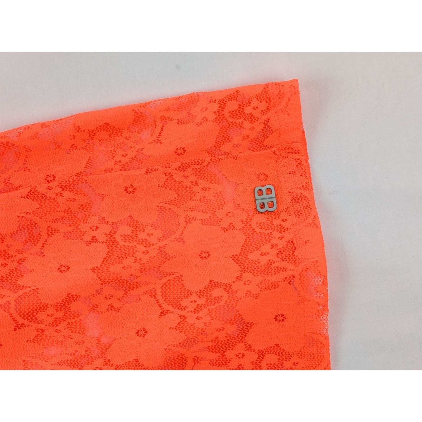 Balenciaga o1rshd1 Stretch Lace Short Dress in Fluo Orange Size L / US 10 / IT 46 - 6 Thumbnail