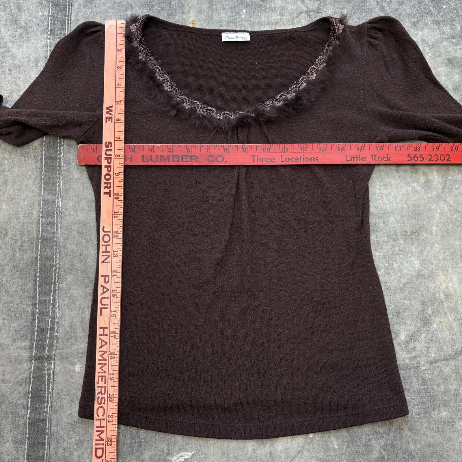 Vintage Vintage Y2K Chocolate Brown Fur Collar Long Sleeve Shirt Size M / US 6-8 / IT 42-44 - 4 Thumbnail