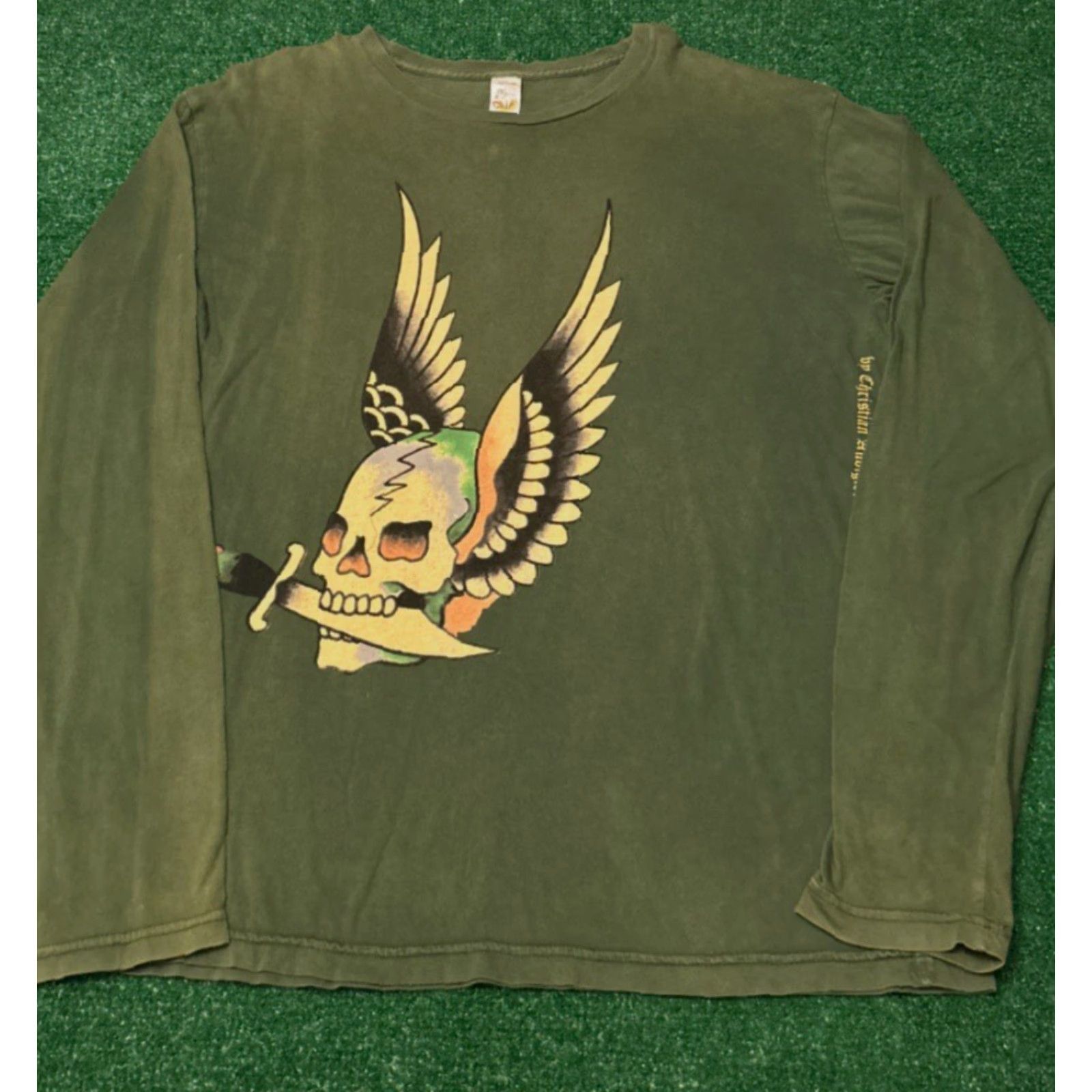 Ed Hardy VINTAGE Ed Hardy Skull Tattoo Long Sleeve Shirt Mens XL Green Grunge 90s 1990s Y2K Punk Tattoo Shirt Mens XL Size US XL / EU 56 / 4 - 5 Thumbnail