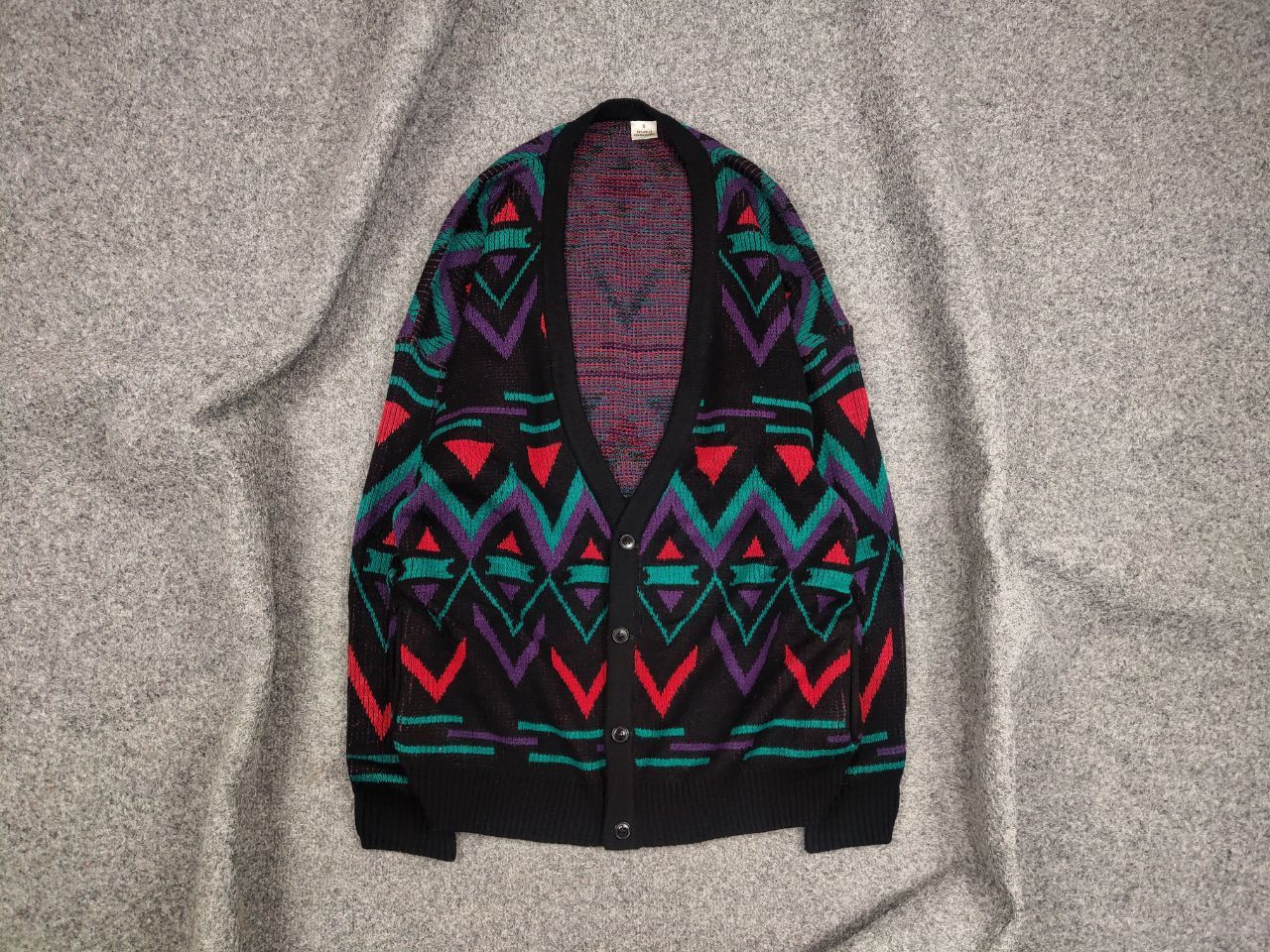 Japanese Brand Vintage 90's Japan style geometric knit Sweater Cardigan Size US L / EU 52-54 / 3 - 2 Thumbnail