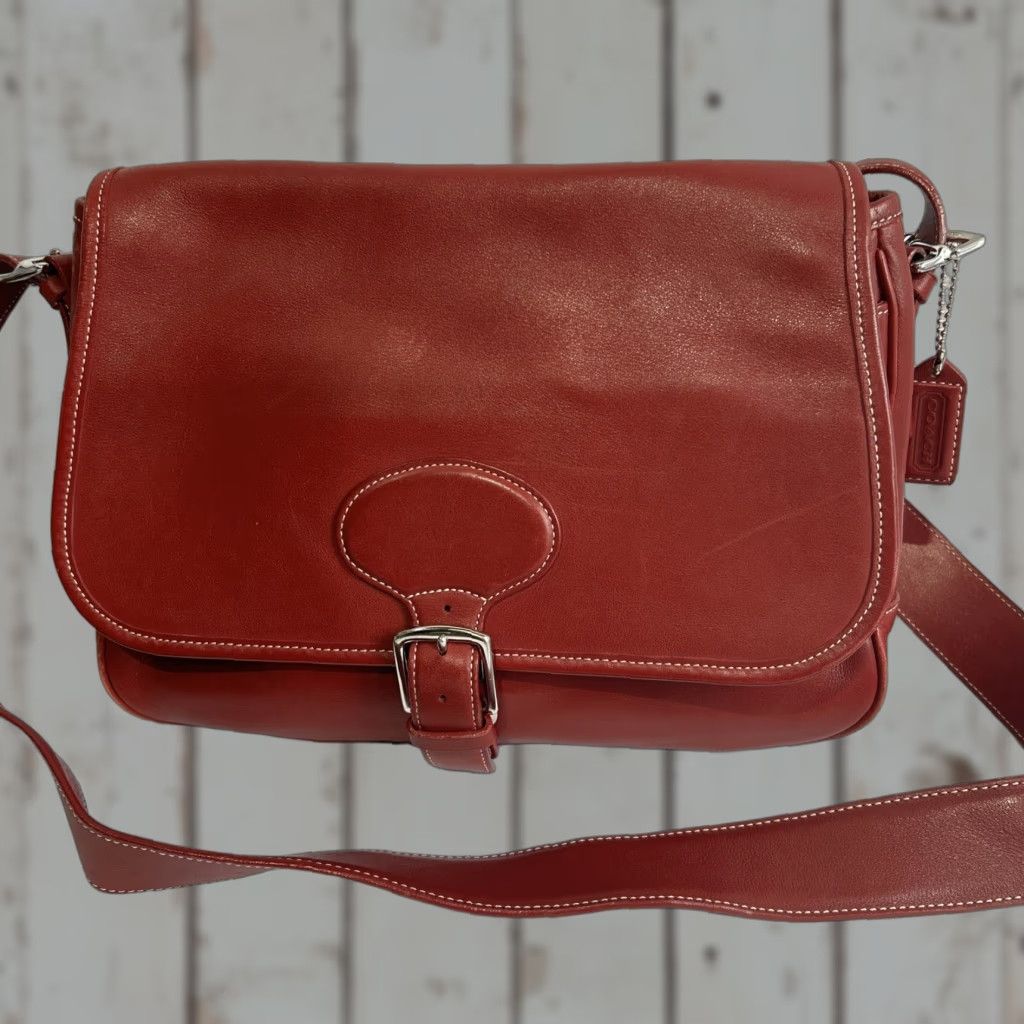 Coach Coach Hampton Leather Red #7750 Crossbody Bag Ladies Medium Size ONE SIZE - 1 Thumbnail