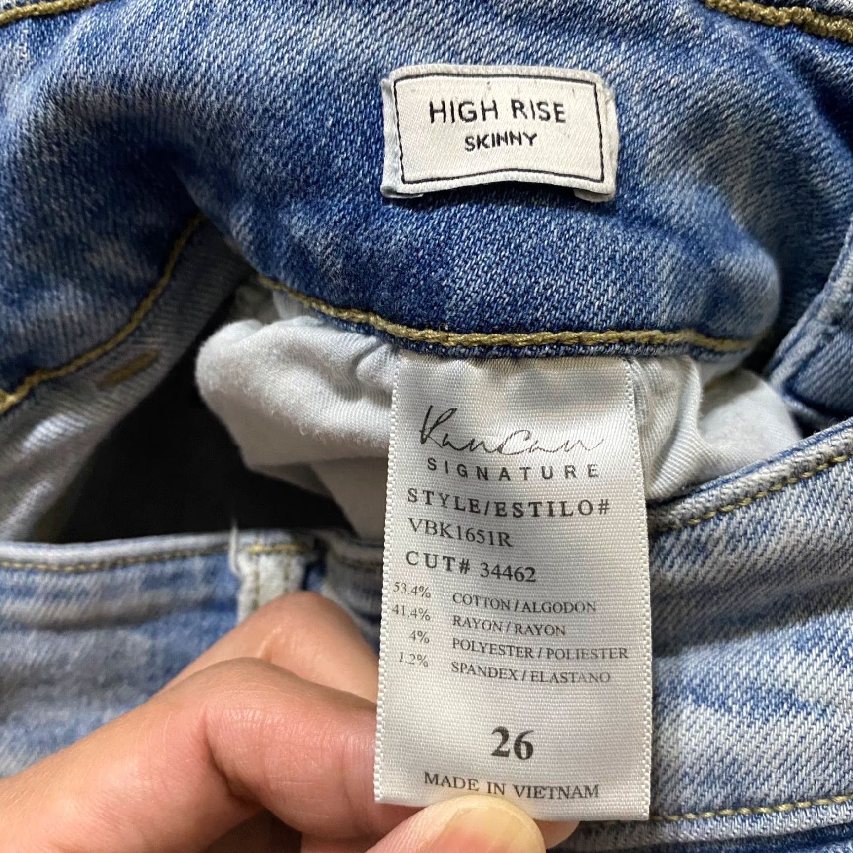 Vintage KanCan Womens Jeans sz 26 Blue Denim High Rise Skinny Distressed Medium Wash Jeans Size 26" / US 2 / IT 38 - 4 Thumbnail