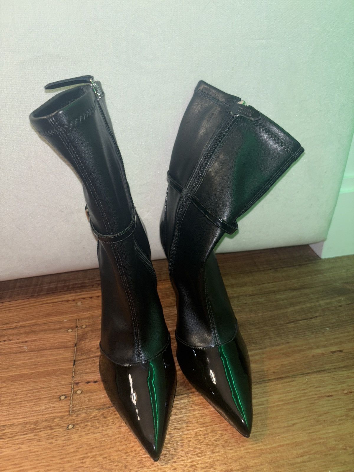 SCHUTZ Leather Boots with Patent Accents Size US 8 / IT 38 - 1 Thumbnail
