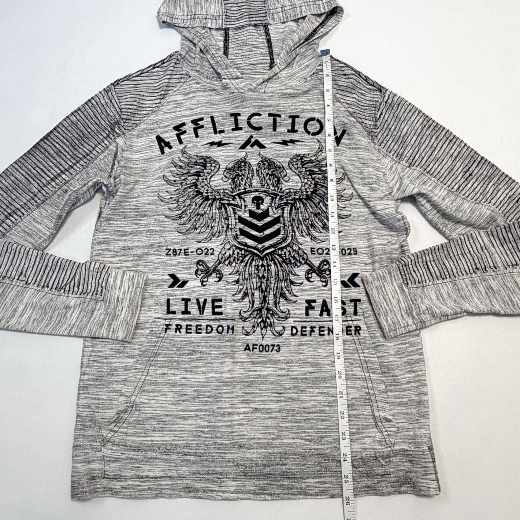 Affliction Affliction Hoodie Mens Small Gray Live Fast Freedom Defender Pullover Sweatshirt Size US S / EU 44-46 / 1 - 3 Thumbnail