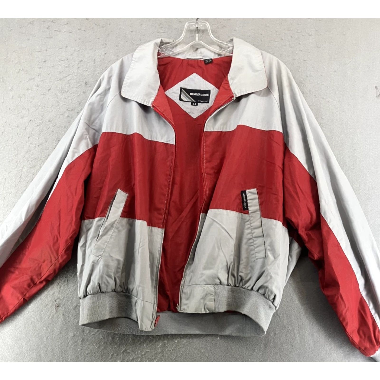 Members Only Members Only VTG Bomber Jacket Mens 44 Red Grey Lined Windbreaker Full Zip Jacket Type Dress Style Size US S / EU 44-46 / 1 - 2 Thumbnail