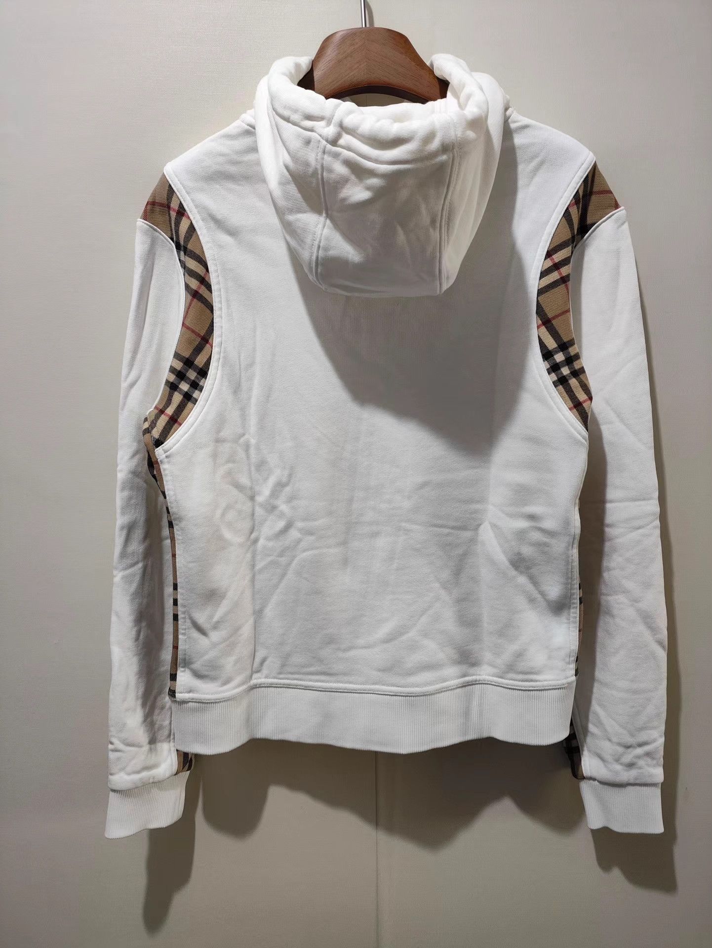Burberry BURBERRY White Paneled Check Hoodie K13 Size XS / US 0-2 / IT 36-38 - 2 Thumbnail