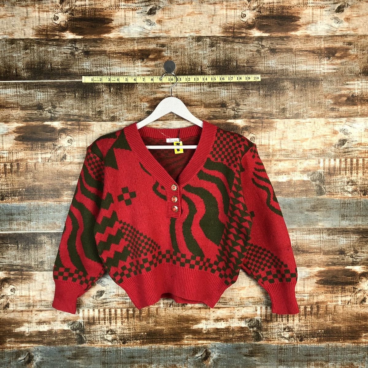 Homespun Knitwear × Japanese Brand × Vintage Self Suece Red vintage Knitwear #A1706 Size S / US 4 / IT 40 - 1 Thumbnail
