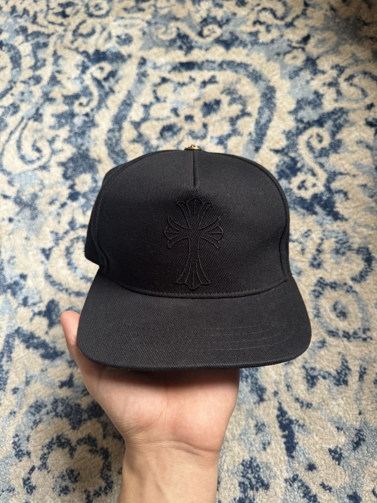 Chrome Hearts Cross Waxed Denim Baseball Cap (CHROME HEARTS