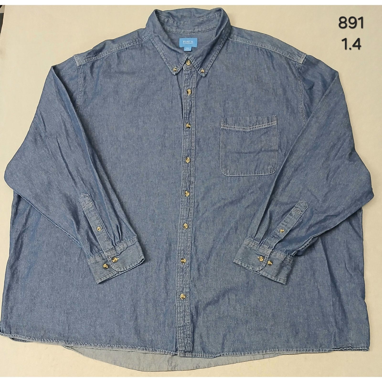 Port & Company Port & Company (5XL) Men's Slim Fit Dark Denim Jean Shirt Size US XXL / EU 58 / 5 - 1 Thumbnail