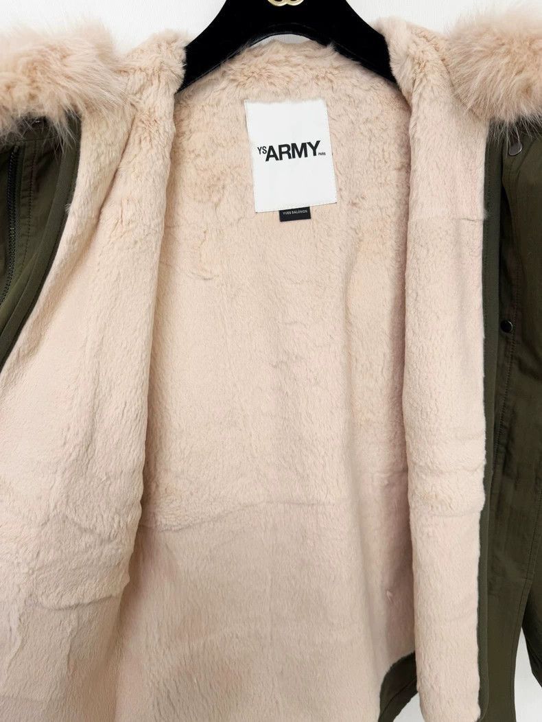 Yves Saint Laurent Yves Salomon Army Fur Coat in Olive-2506 Size S / US 4 / IT 40 - 2 Thumbnail