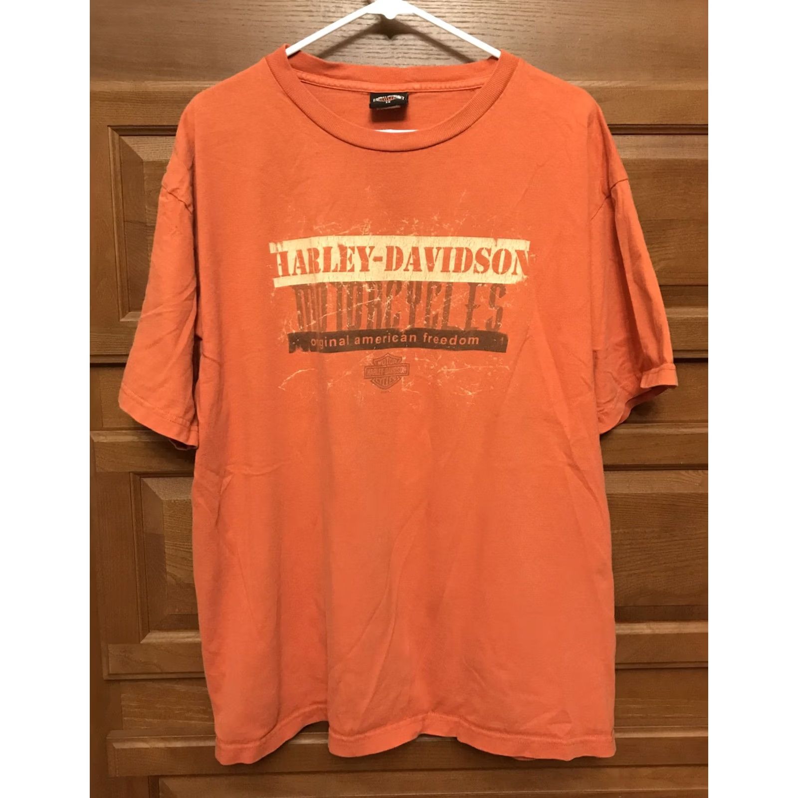 Harley Davidson Harley-Davidson T-Shirt Mens 2X Orange Crew Neck Short Sleeve USA Motorcycle Biker 919 Distinctive Graphic USA Made Grand Size US XXL / EU 58 / 5 - 2 Thumbnail