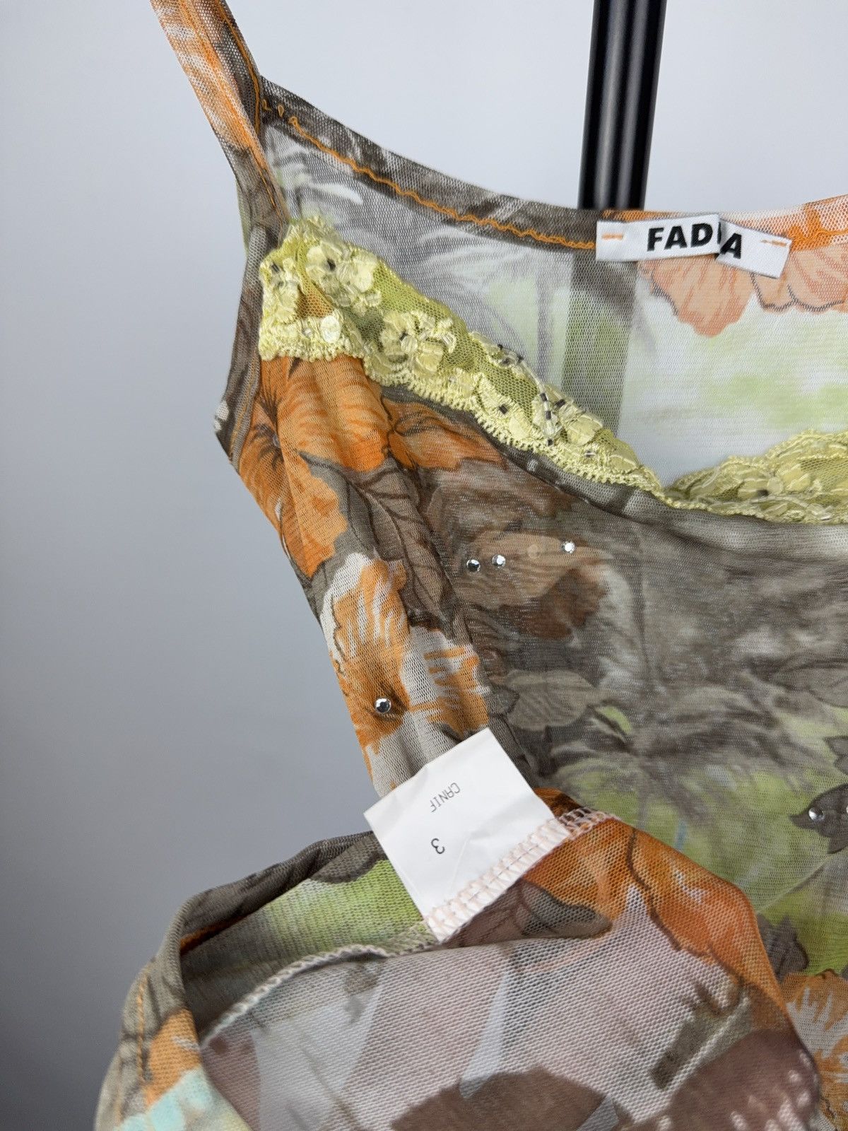 Designer × Vintage FADDA Y2K Floral Mesh Twin Set with Rhinestones Size S/M Size S / US 4 / IT 40 - 8 Thumbnail