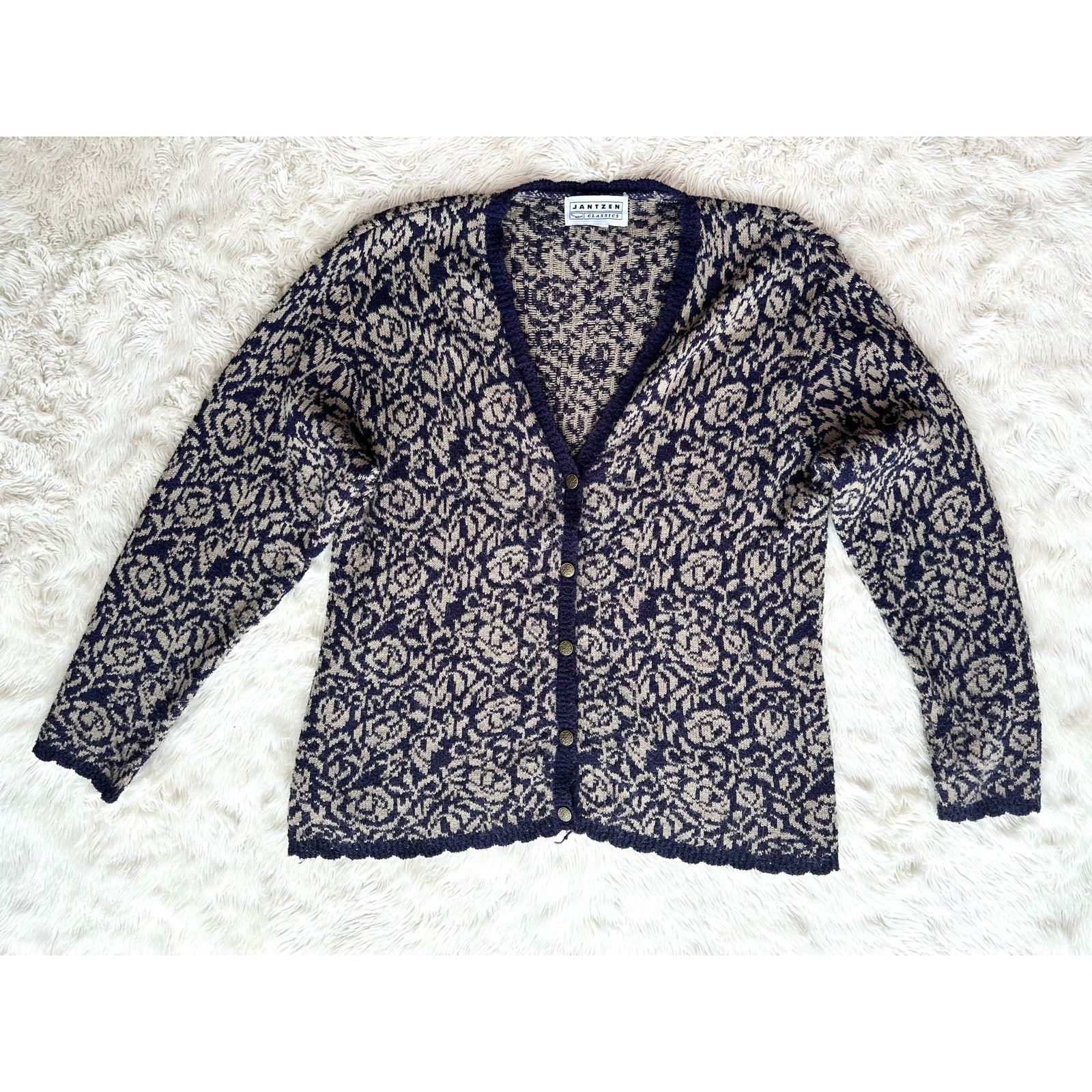 Jantzen Vintage Jantzen Floral Cardigan Size L / US 10 / IT 46 - 1 Thumbnail