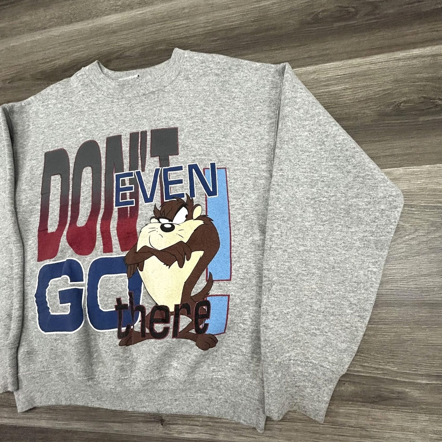 Vintage VINTAGE Looney Tunes Sweatshirt Mens M Gray Tasmanian Devil Don't Even Go There 90s Size US M / EU 48-50 / 2 - 4 Thumbnail