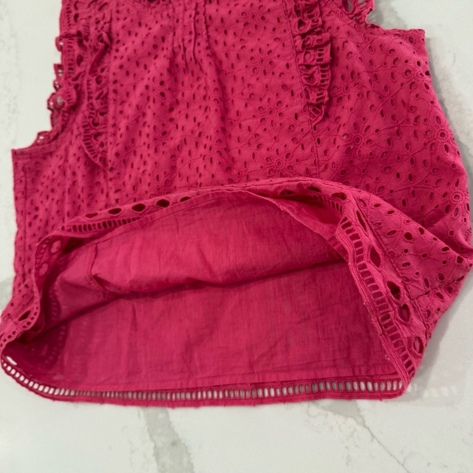 Anthropologie Maeve Anthropologie Ruffle Eyelet Sleeveless Blouse Womens 2 Size XS / US 0-2 / IT 36-38 - 5 Thumbnail