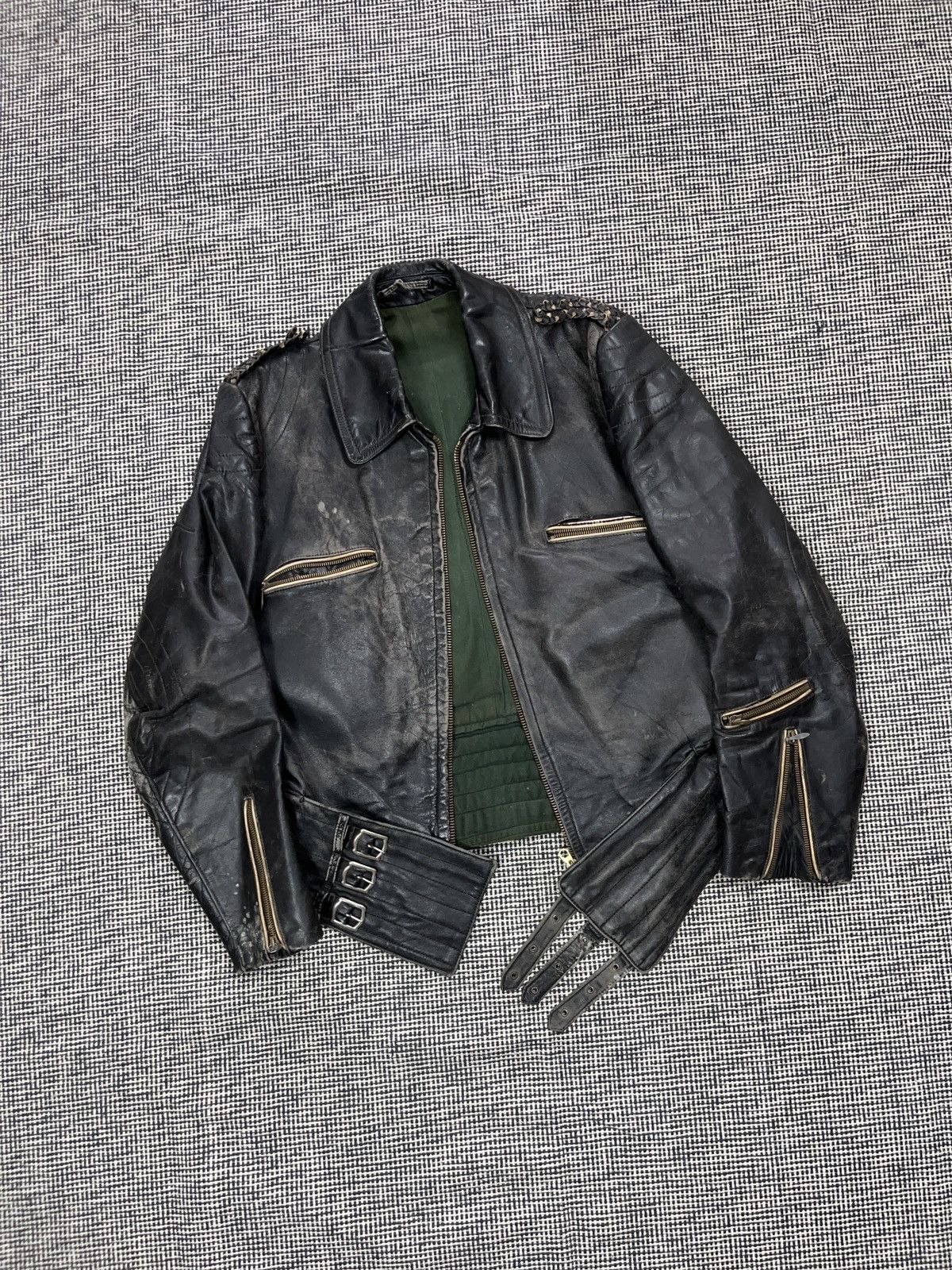 Genuine Leather 40s/50s Germany WW2 Luftwaffe motorcycle leather jacket Size US M / EU 48-50 / 2 - 1 Thumbnail