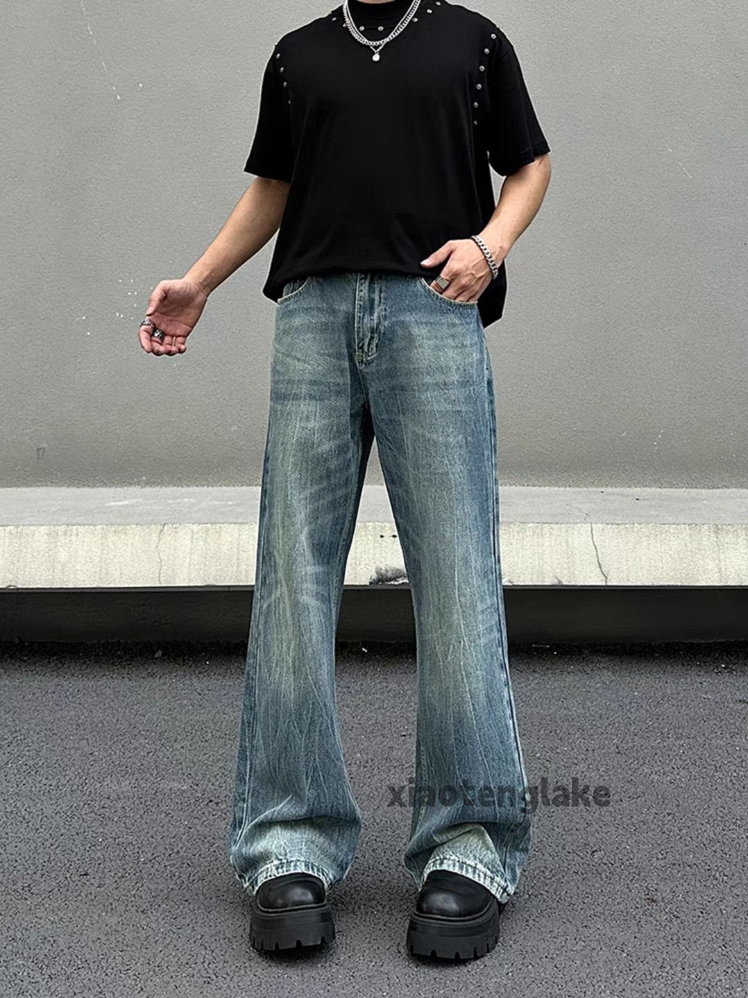 Jean Unisex washed faded cleanfit yuppie y2k baggy jeans Size US 32 / EU 48 - 6 Thumbnail