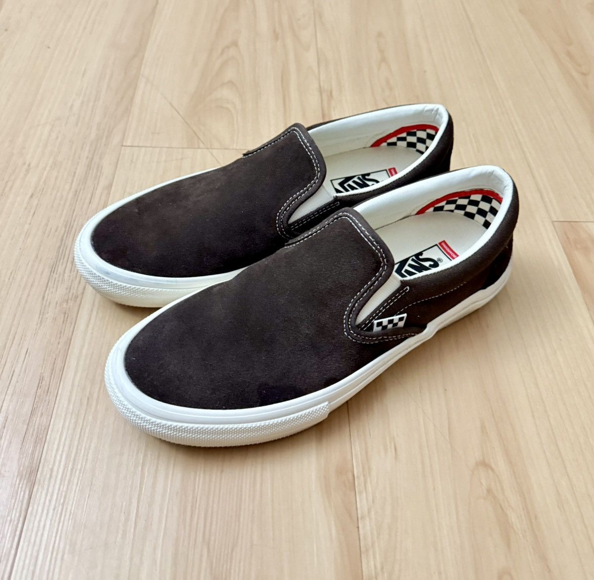 Vans Skate Slip On Brown Pop Cush Skate Shoes Suede Mens 8.5 Size US 8.5 / EU 41-42 - 1 Thumbnail