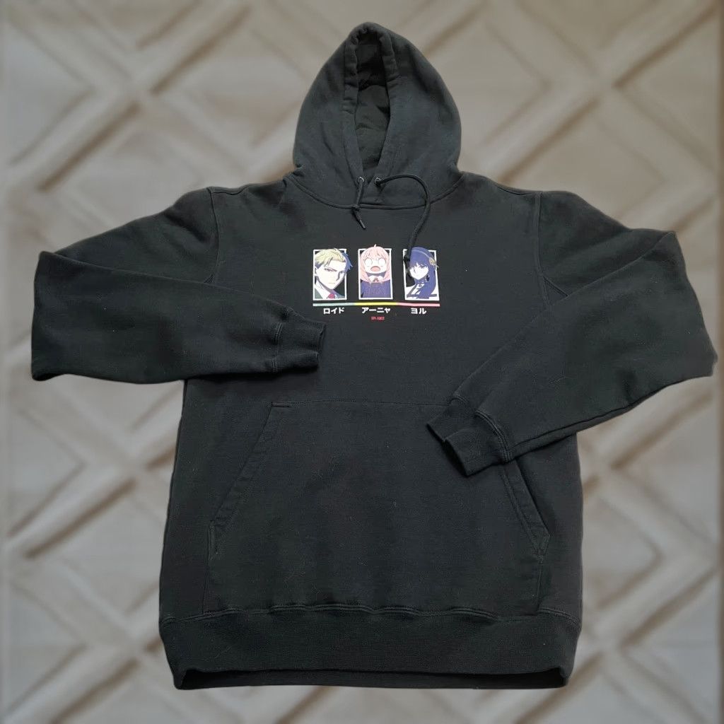VINTAGE Zumiez Anime Hoodie Pullover Men Small Black Long Sleeve Streetwear Fall Winter 90s