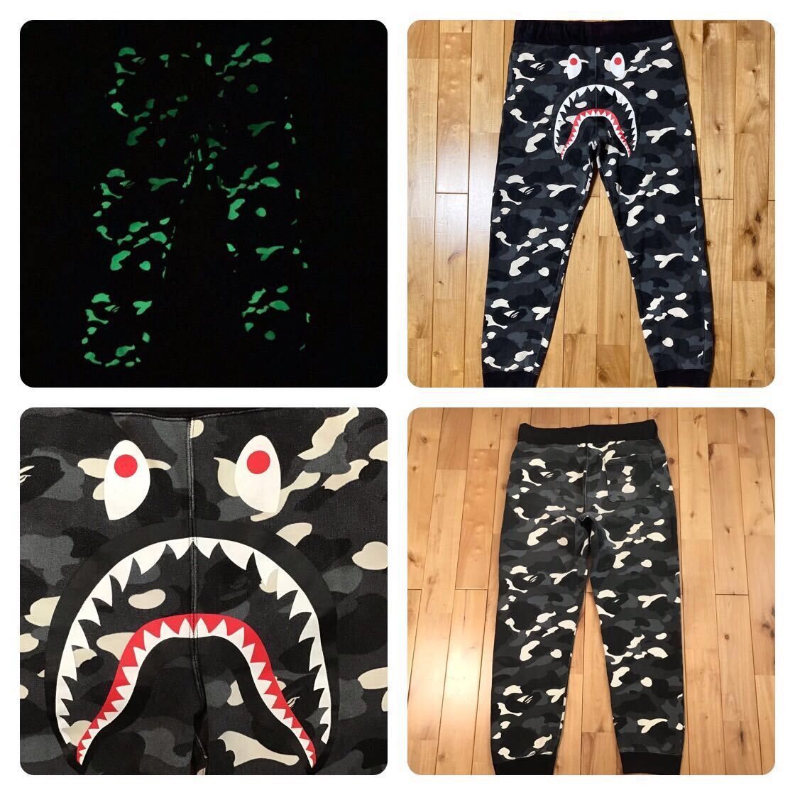 image of Glow In The Dark Bape City Camo Shark Sweat Pants ★Size XL in Black Camo, Men's (Size 36)