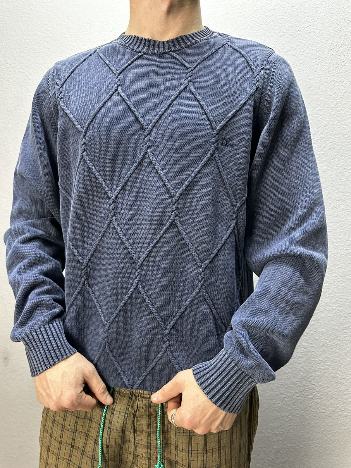 image of Christian Dior Monsieur x Dior Vintage Sweater Christian Dior Knit Stripped Distressed Fade in Blue
