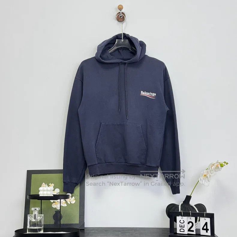 Balenciaga Balenciaga Navy Coke Hoodie Size US S / EU 44-46 / 1 - 1 Thumbnail