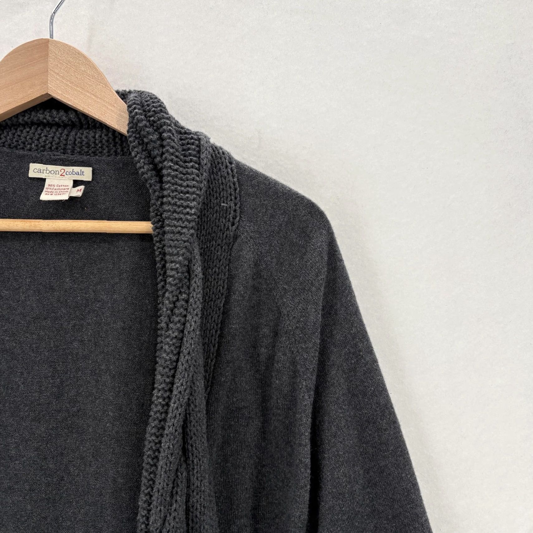 Carbon2Cobalt Carbon2cobalt Intertwine Cardigan Sweater Womens Medium Gray Cotton Cashmere Size M / US 6-8 / IT 42-44 - 2 Thumbnail